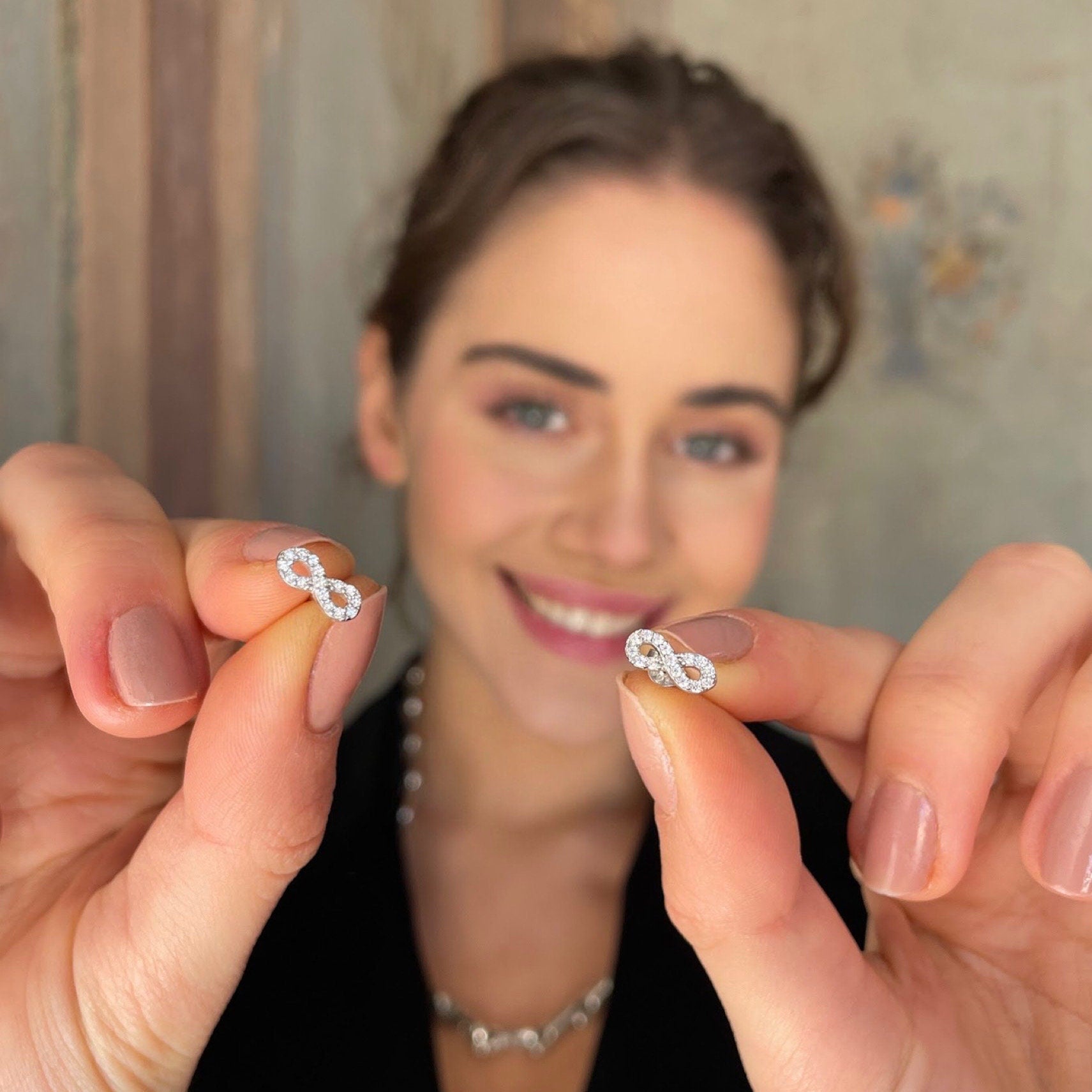 Minimalist Infinity Earrings - Cz Eternal Love Earrings - Infinity Studs - 925 Sterling Silver Jewelry - Love Symbol