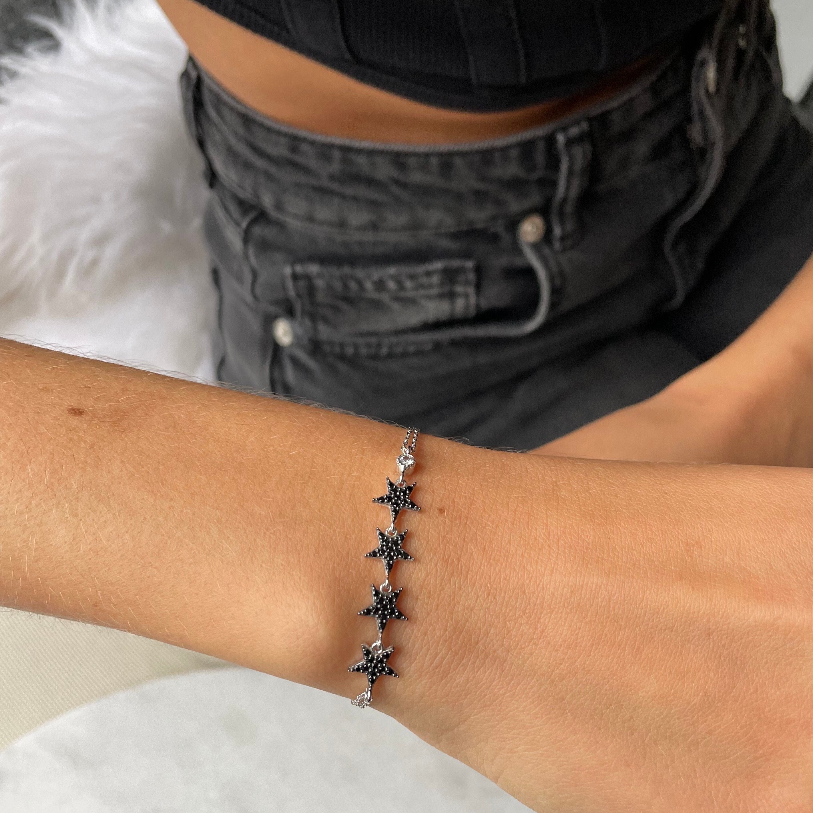 Star Chain Bracelet - Zircon Gemstones Celestial Bracelet - Rose Gold Plated Jewelry - Sterling Silver Jewelry For Women