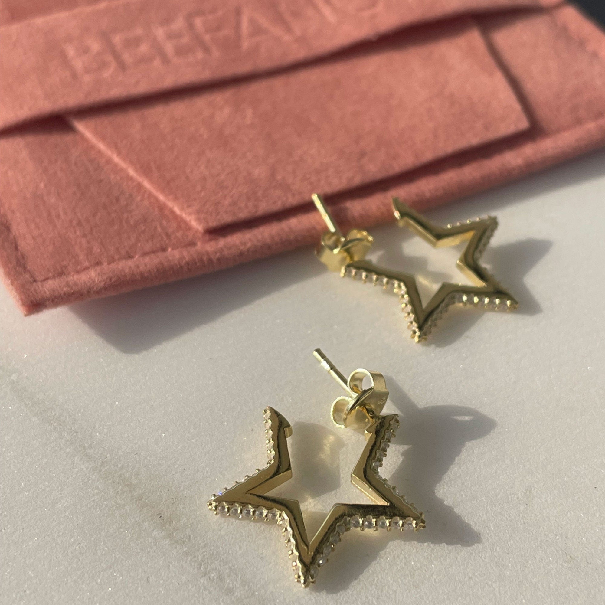 Star Shape Stud Earrings - Dazzling Star Earrings - Minimalist Rose Gold Color Star Earrings - Sterling Silver Jewelry