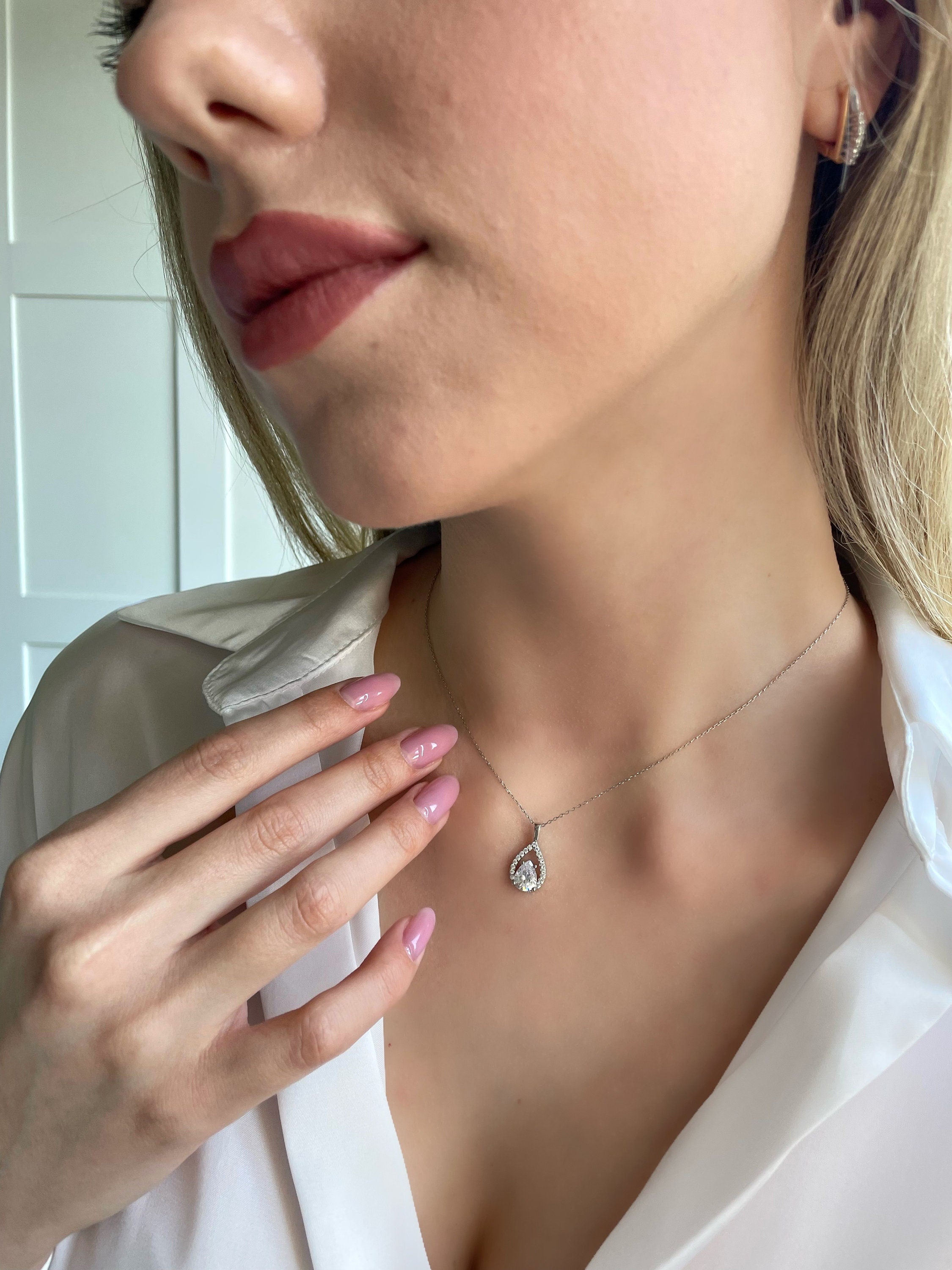 Sparkling Zirconia Frame Necklace With Birthstone Crystal - Birthstone Necklace In Zirconia Frame - Customizable Jewelry - Personalized Gift