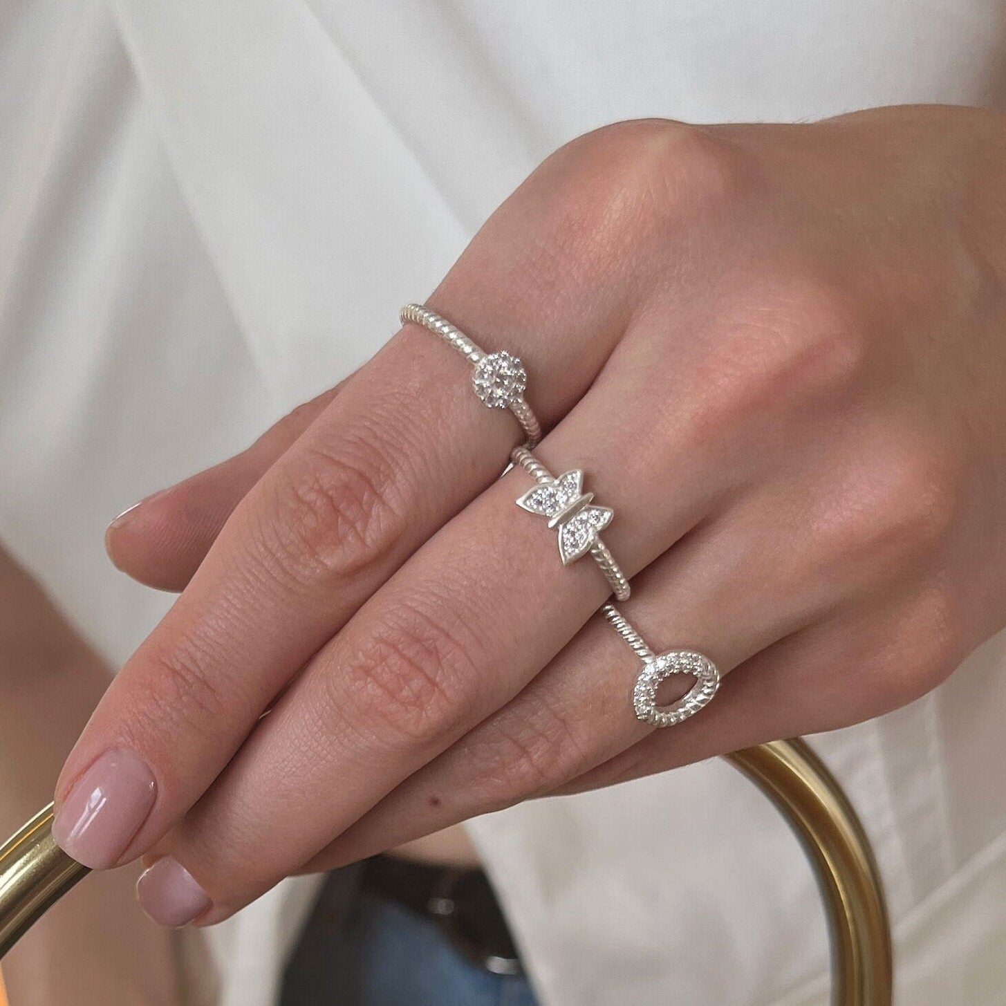 Minimalist & Delicate Butterfly Ring - 925 Sterling Silver Dainty Adjustable Butterfly Ring - Cubic Zirconia Jewelry - Best Friend Gift