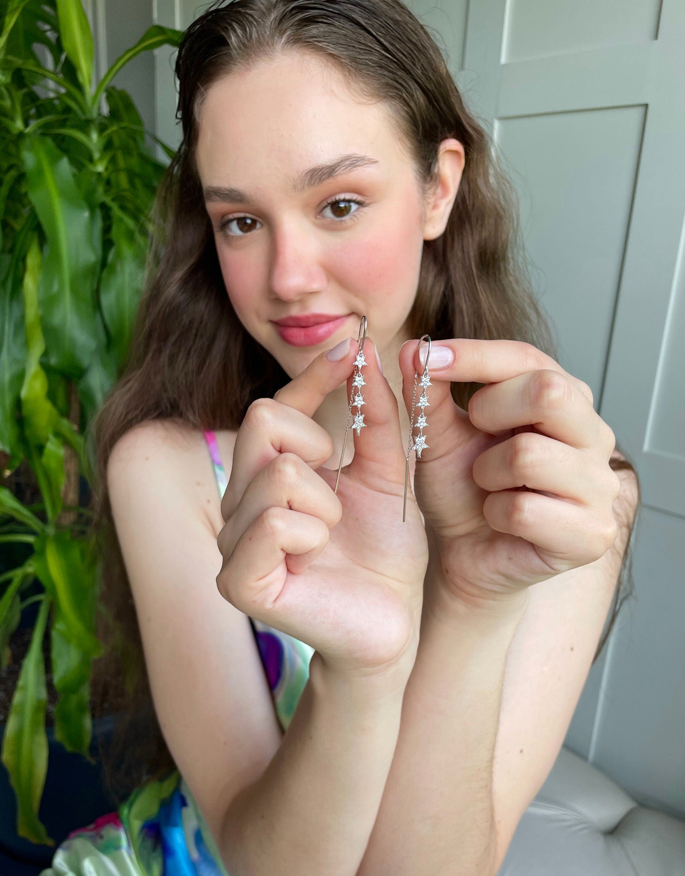 Star Lariat Dangle Earrings - Dangling Star Chain Earrings - Minimalist Star Drop Earrings - Celestial Tassel Earrings - Dainty Gift