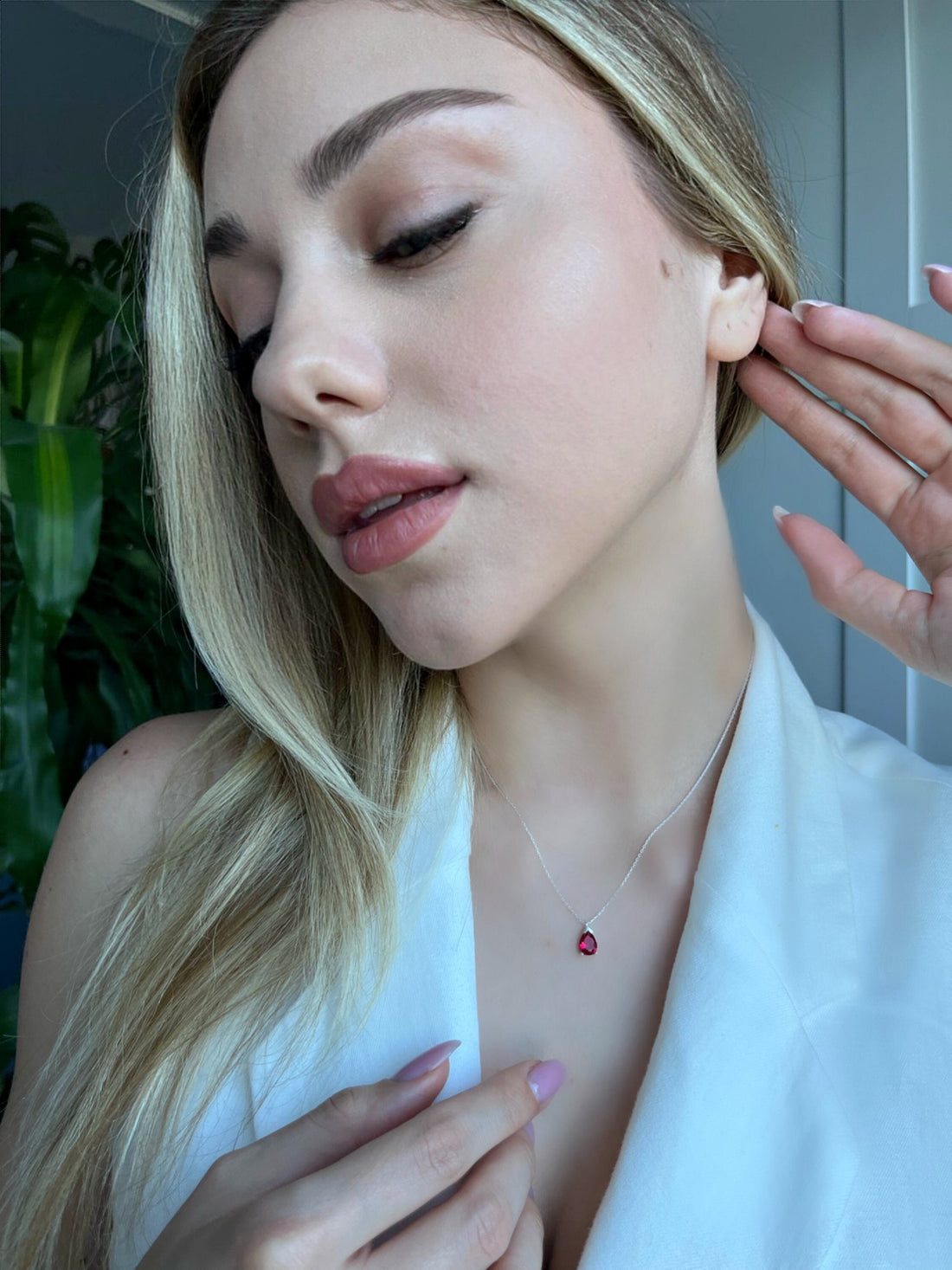 Ruby Birthstone July Birthday Necklace, Leo Horoscope Necklace, Natural Ruby Birthstone Sign, Minimalist Necklace Gift, Rose/gold/silver