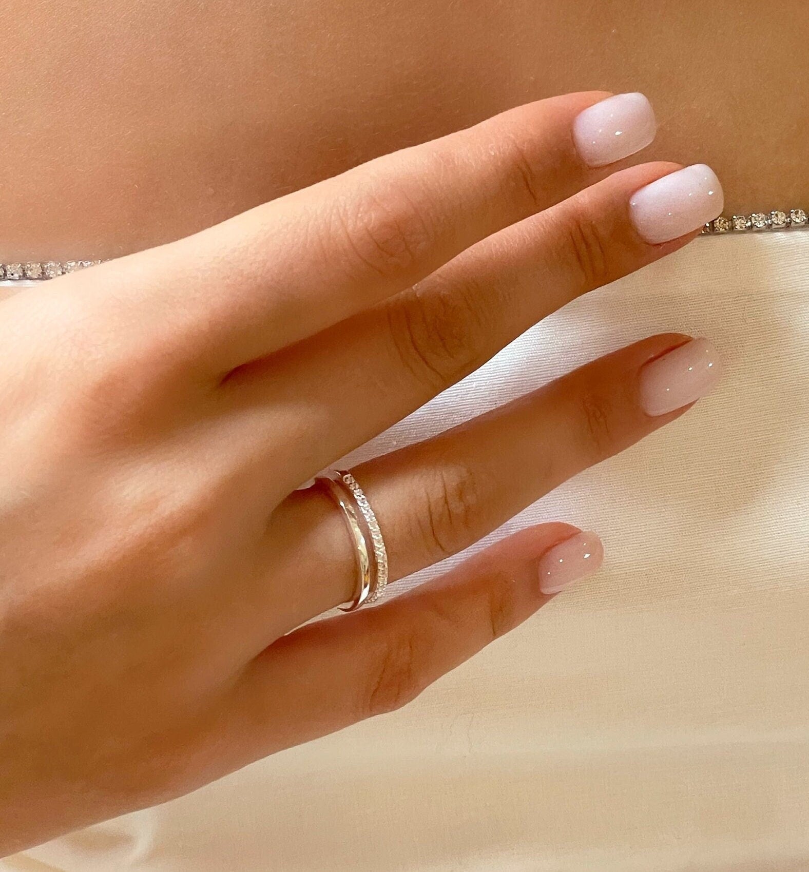 Elegant Double Band Eternity Ring - Infinity Wedding Ring - Minimalist Sterling Silver Jewelry - Cz Double Row Ring - Gold/silver/rose Ring