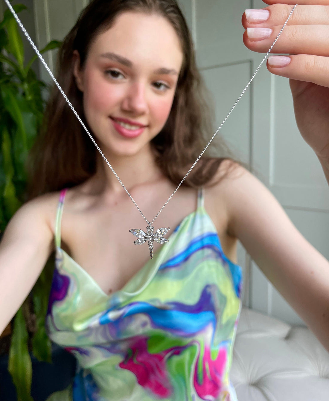 Dazzling Dragonfly Necklace - Cz Dragonfly Pendant - Handmade Sterling Silver Jewelry For Women - Animal Jewelry