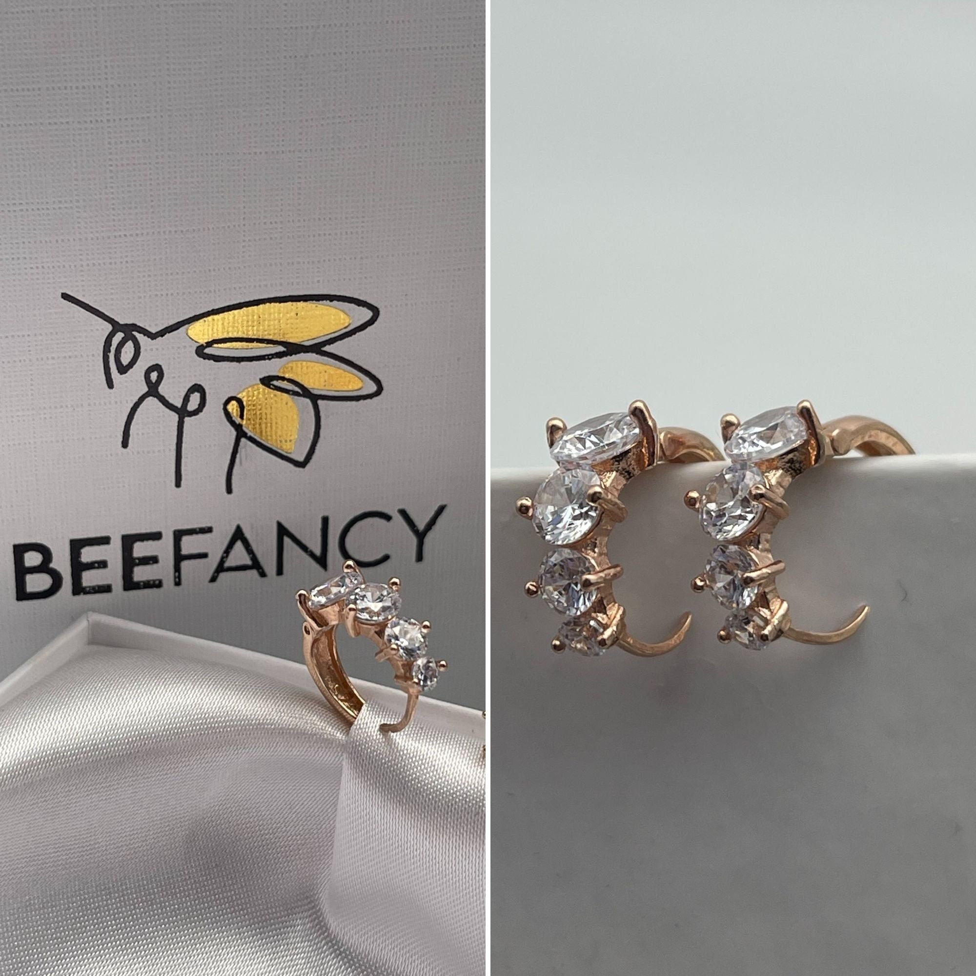 Cz Hoop Earrings - Rose Gold Huggie Hoop Earrings - Pave Ring Hoops - Cartilage Hoop Earrings - Pave Cz Huggie Hoops