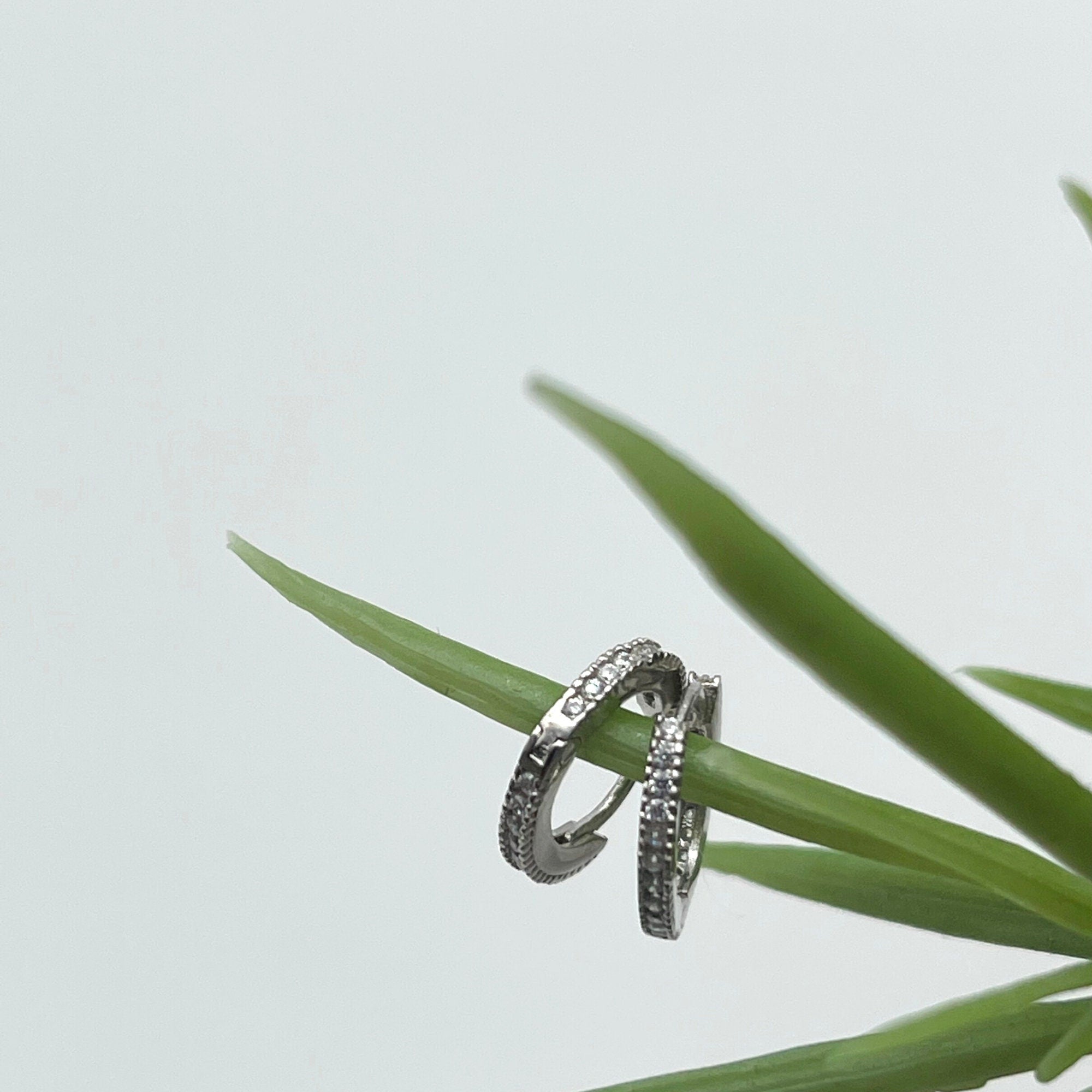 Tiny Silver Hoop Earrings - Huggie Hoop Earrings - Cartilage Hoop - Sterling Silver Cz Huggie Hoop - Tragus Hoop - Small Helix Hoop