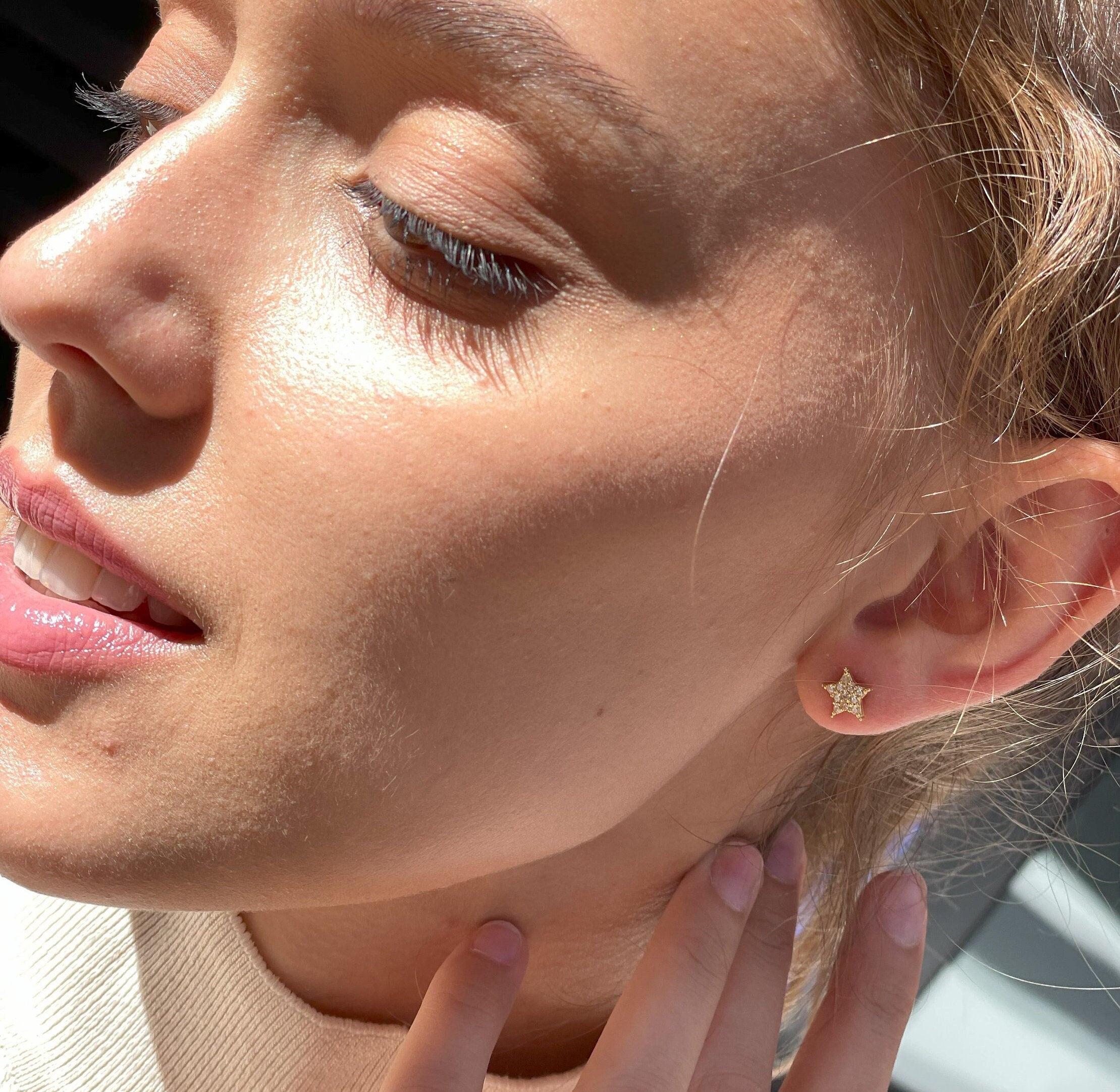 Sparkling Star Earrings - Minimalist Star Earrings With Zirconia Gemstones - Silver/gold Earrings - 925 Sterling Silver Jewelry