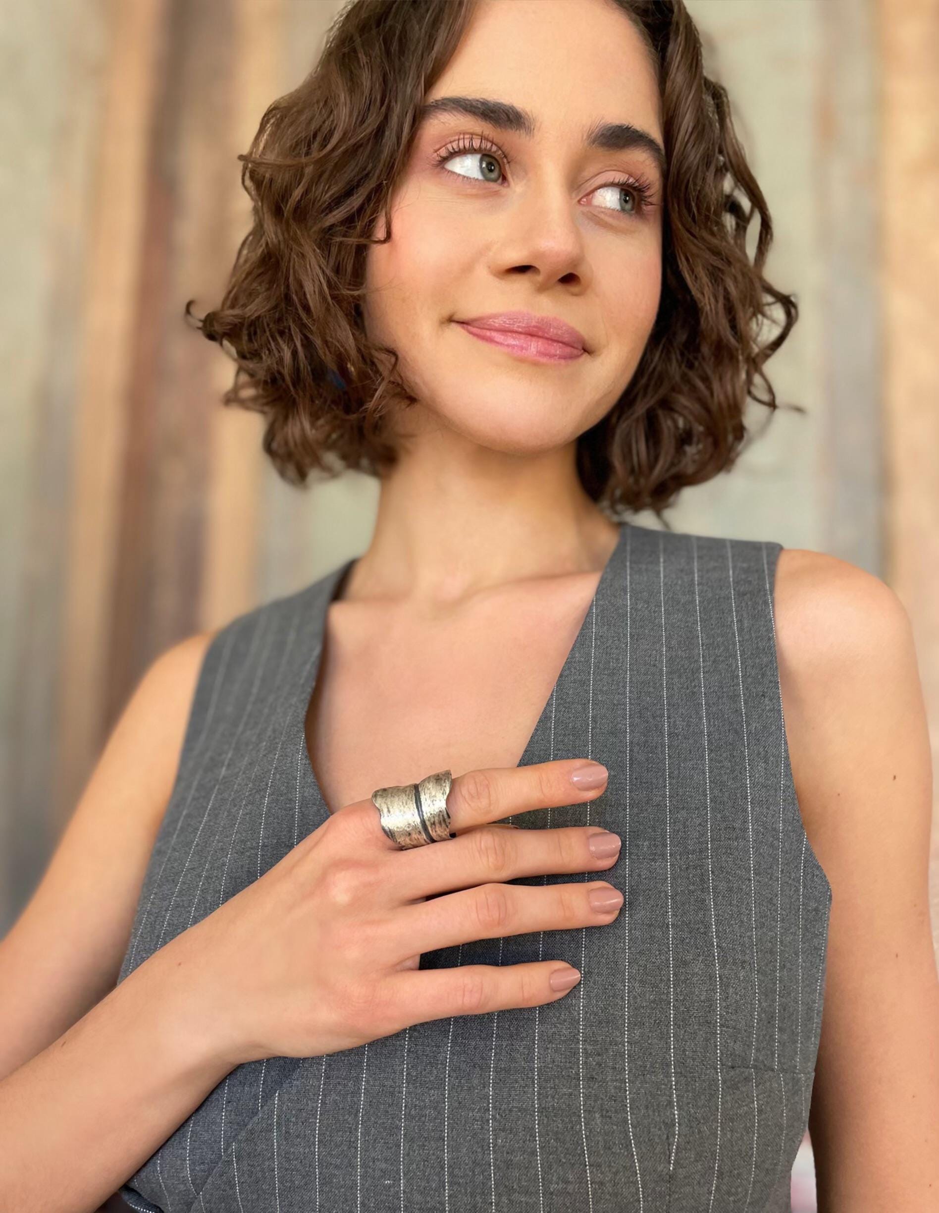 Wide Rustic Handcrafted Ring - Raw Textured Adjustable Silver Ring - Hammered Handmade Ring - Chunky Sterling Silver Ring