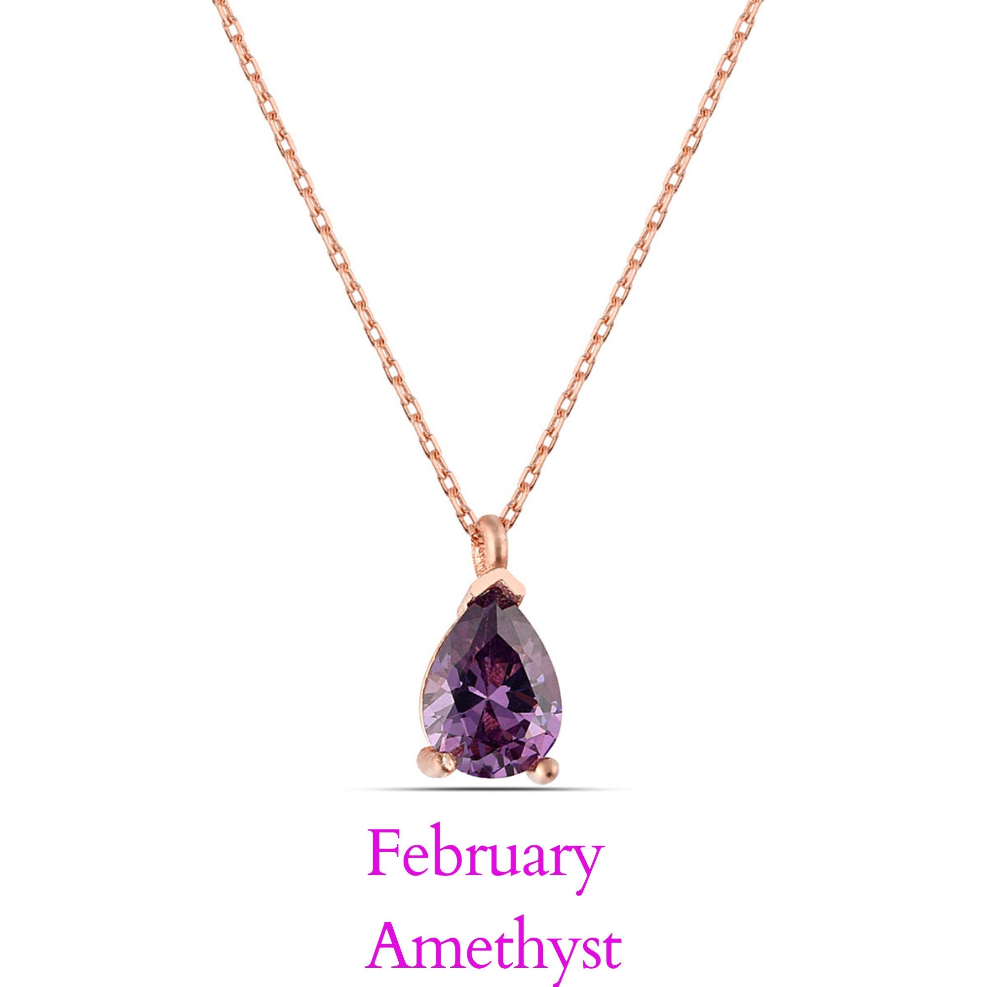 Drop Birthstone Silver Necklace - Zircon Dainty Necklace - Blue Zircon Necklace - Delicate Silver Necklace -