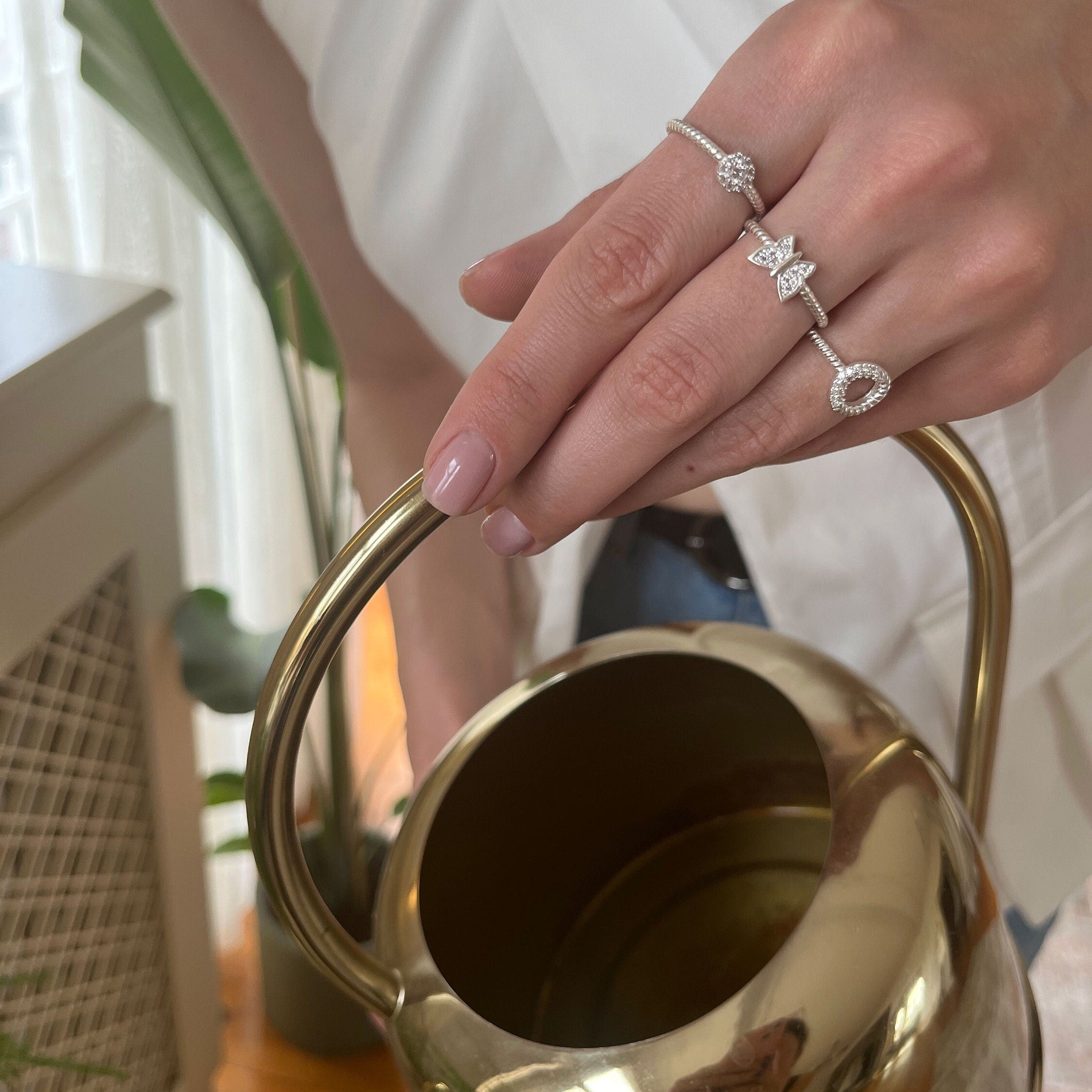 Engraved Sterling Silver Circle Ring - Geometric Minimalist Jewelry - Dainty Karma Circle Ring - Open Circle Rings For Women - Simple Design