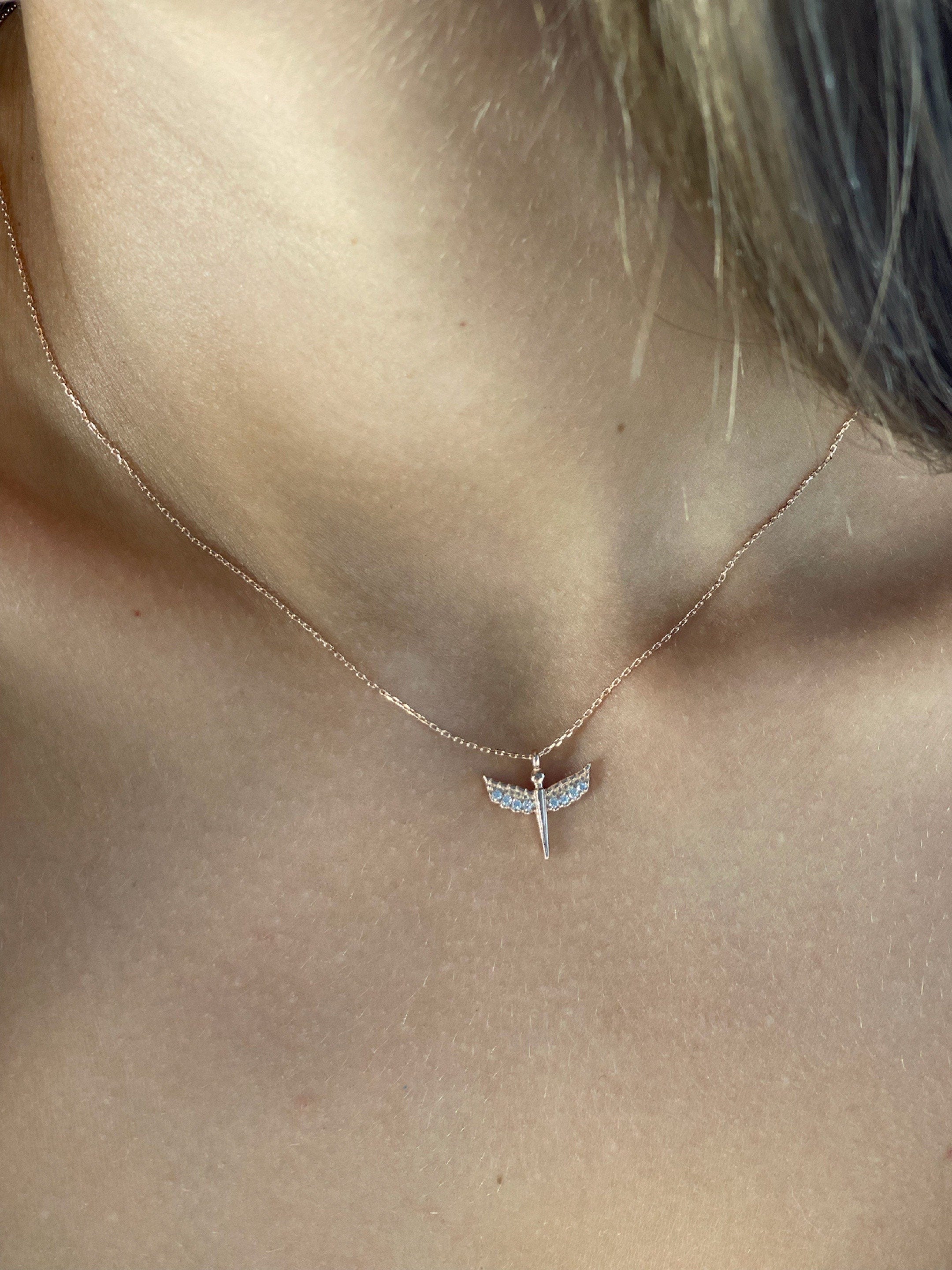 Guardian Angel Silver Necklace, Archangel Sterling Pendant, Baby Angel Necklace, Catholic Jewelry, , Handmade Gift Idea, Personalized Gift