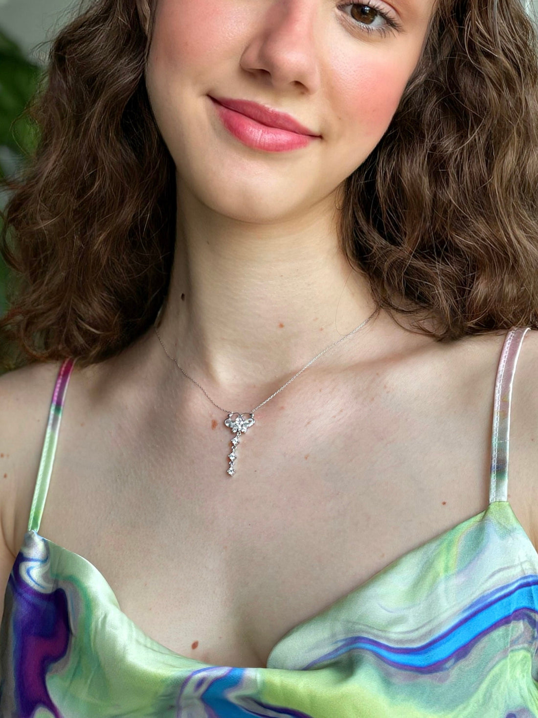 Stylish Butterfly Necklace - Dangling Sparkling Butterly Pendant - Sterling Silver Handmade Zirconia Jewelry - Womens Jewelry