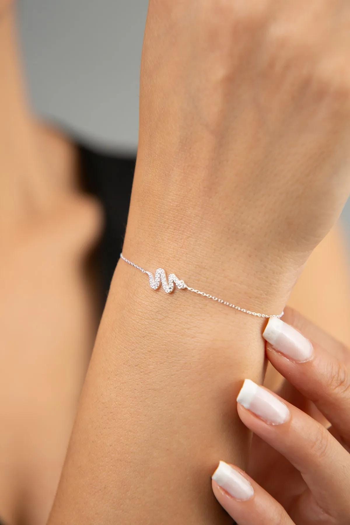 Glamorous Rhinestone Snake Bracelet - High Street Serpentine Snake Bracelet - Mixed Color Snake - Sterling Silver Everyday Jewelry For Women