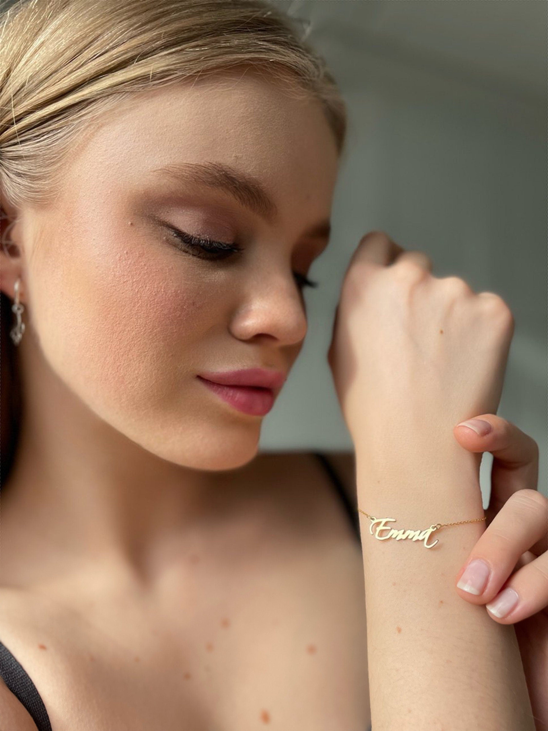 Personalized Name Bracelet - 925 Sterling Silver Bracelet - Customized Silver Bracelet - Emma Bracelet Monogram Bracelet -