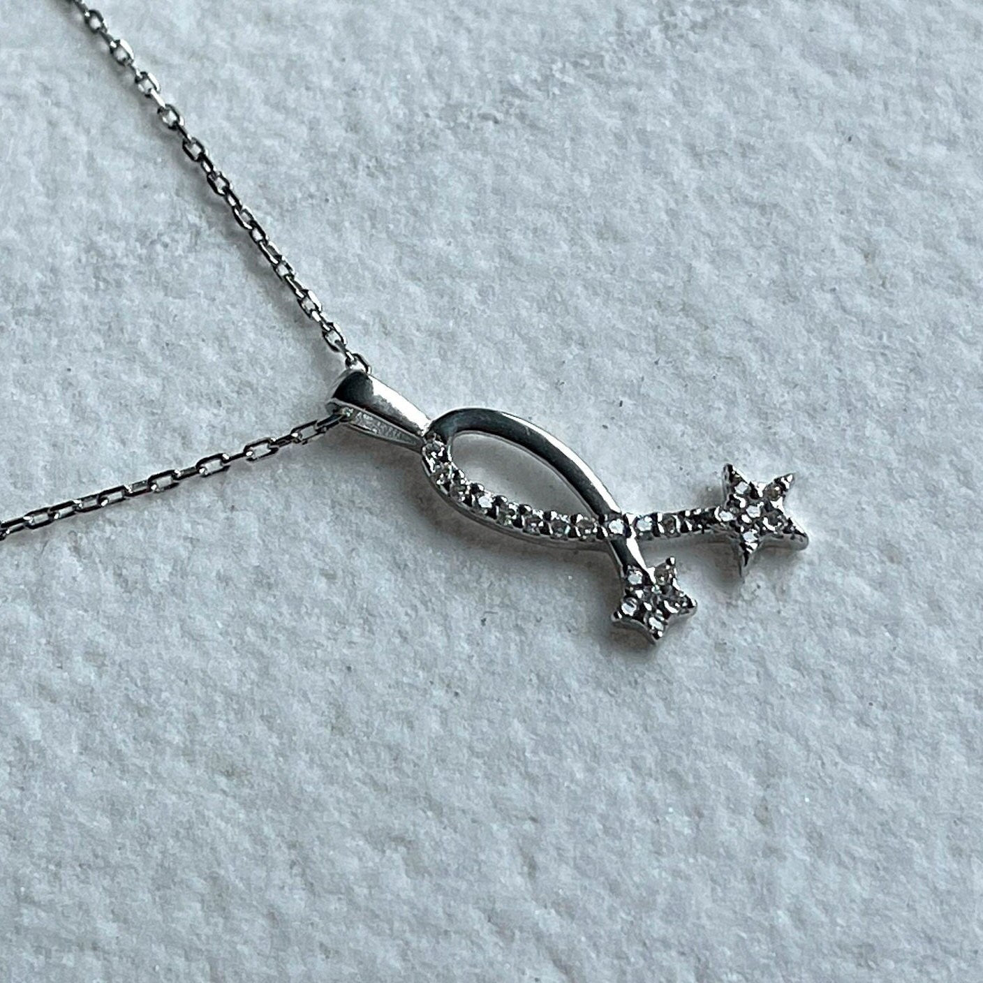 Celestial Star Pendant Sterling Silver Necklace | Delicate Star Necklace For Women | Silver Star Sign Pendant Necklace | ,