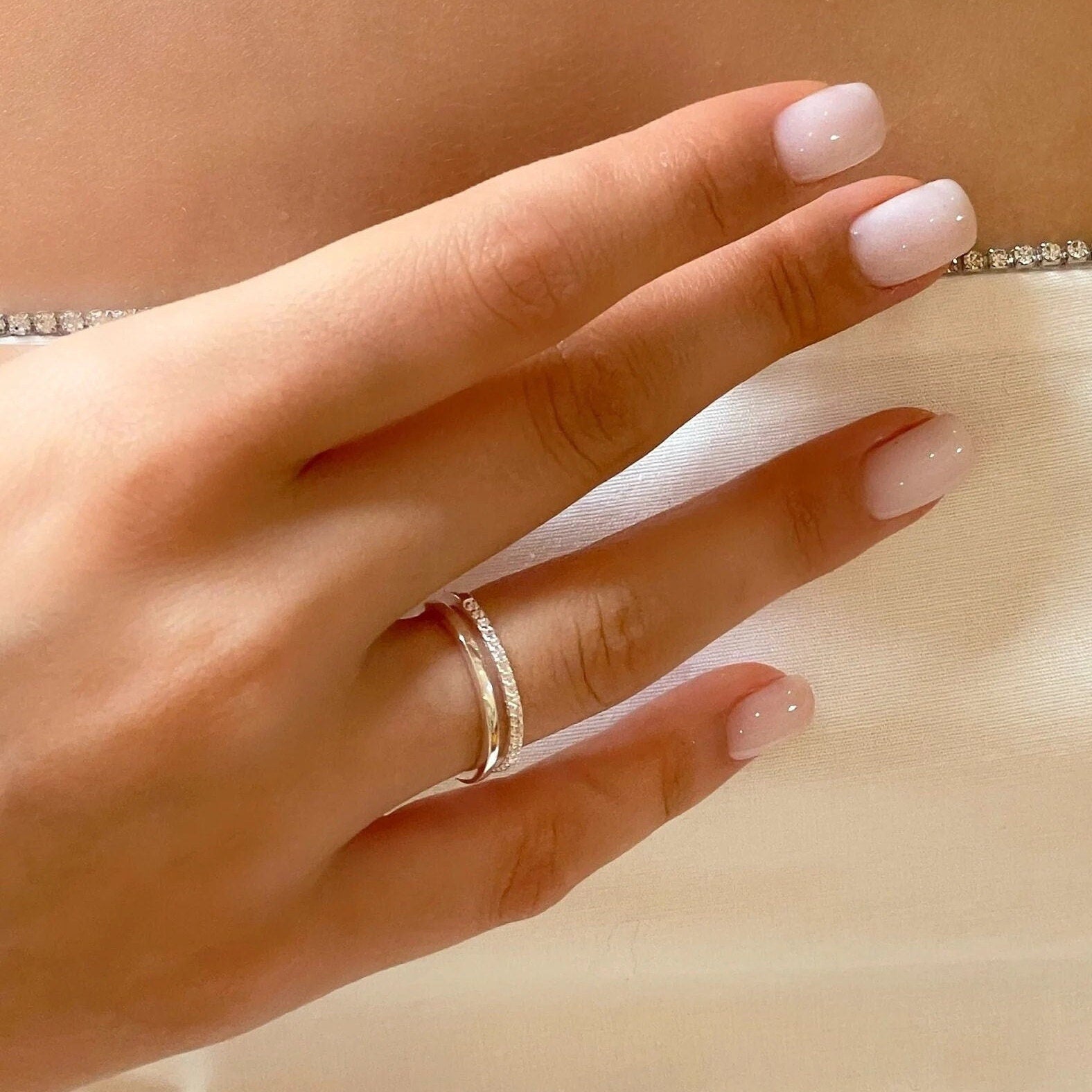 Double Layer Eternity Ring - Sparkling Silver Cz Infinity Wedding Ring - Layered Design Stackable Ring - Gold/silver/rose Options