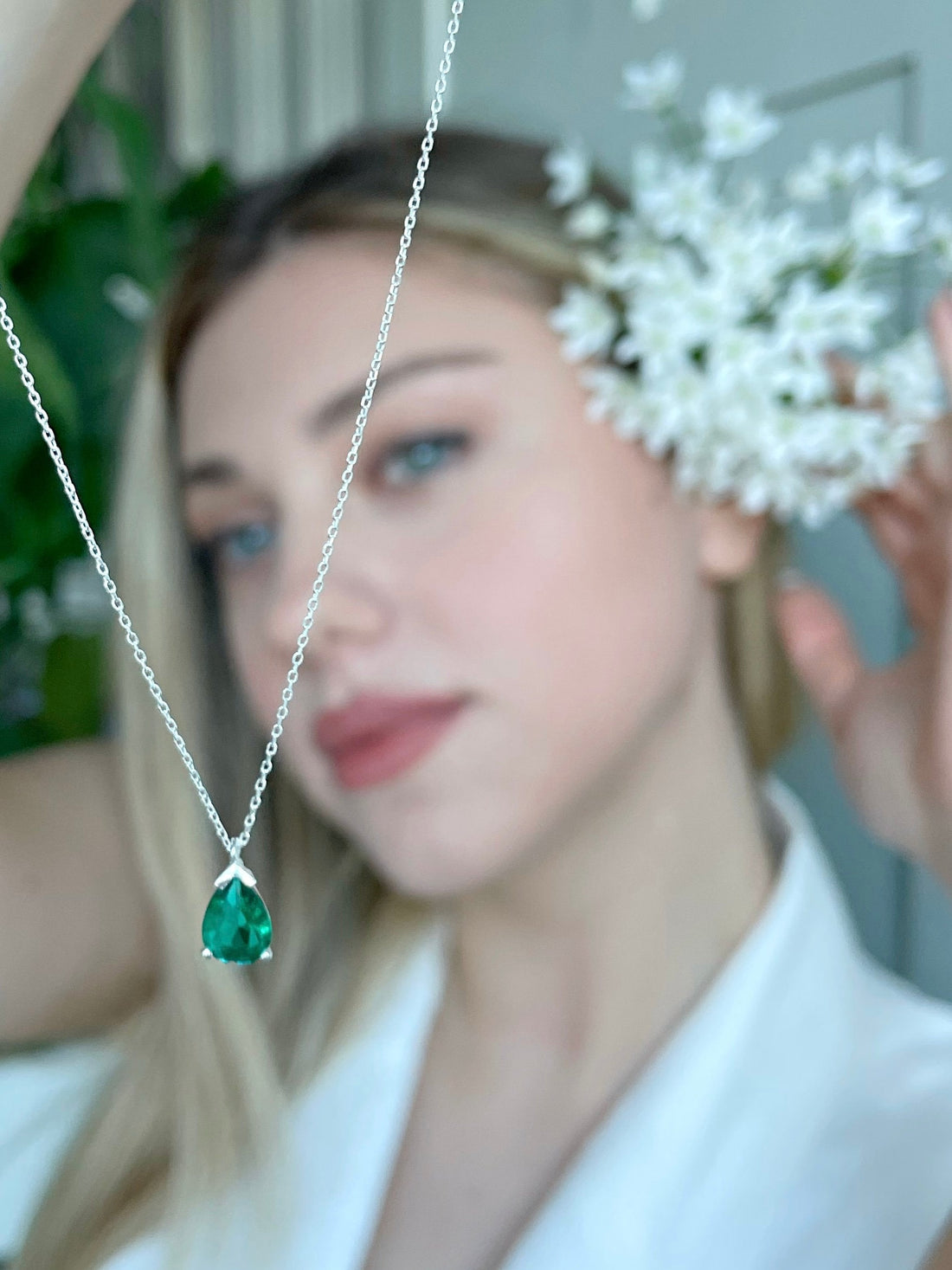 Catherine Emerald Necklace - Silver / Gold / Rose Gold Chain - Emerald Necklace - Art Deco, All Birthstones Necklace -