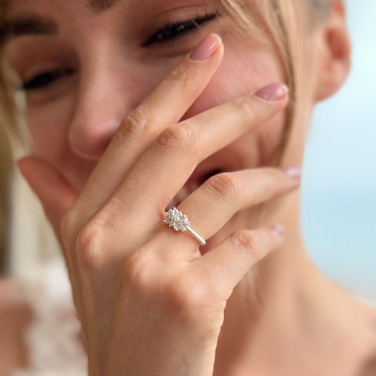 Sterling Silver Sparkle Ring, Handmade Sparkling Silver Band Ring, Twinkling Brilliance: Sterling Silver Sparkle Adjustable Ring