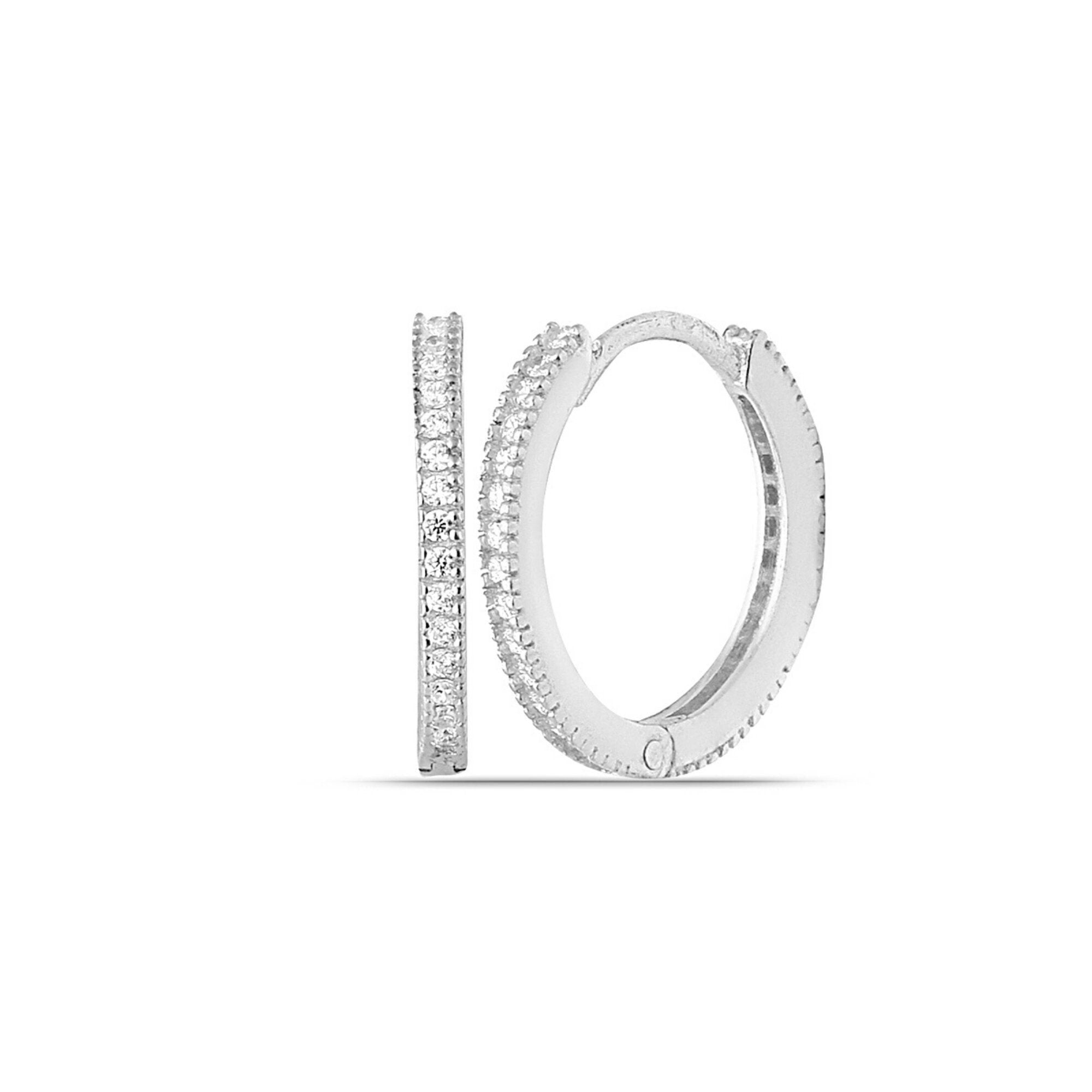 Tiny Silver Hoop Earrings - Huggie Hoop Earrings - Cartilage Hoop - Sterling Silver Cz Huggie Hoop - Tragus Hoop - Small Helix Hoop