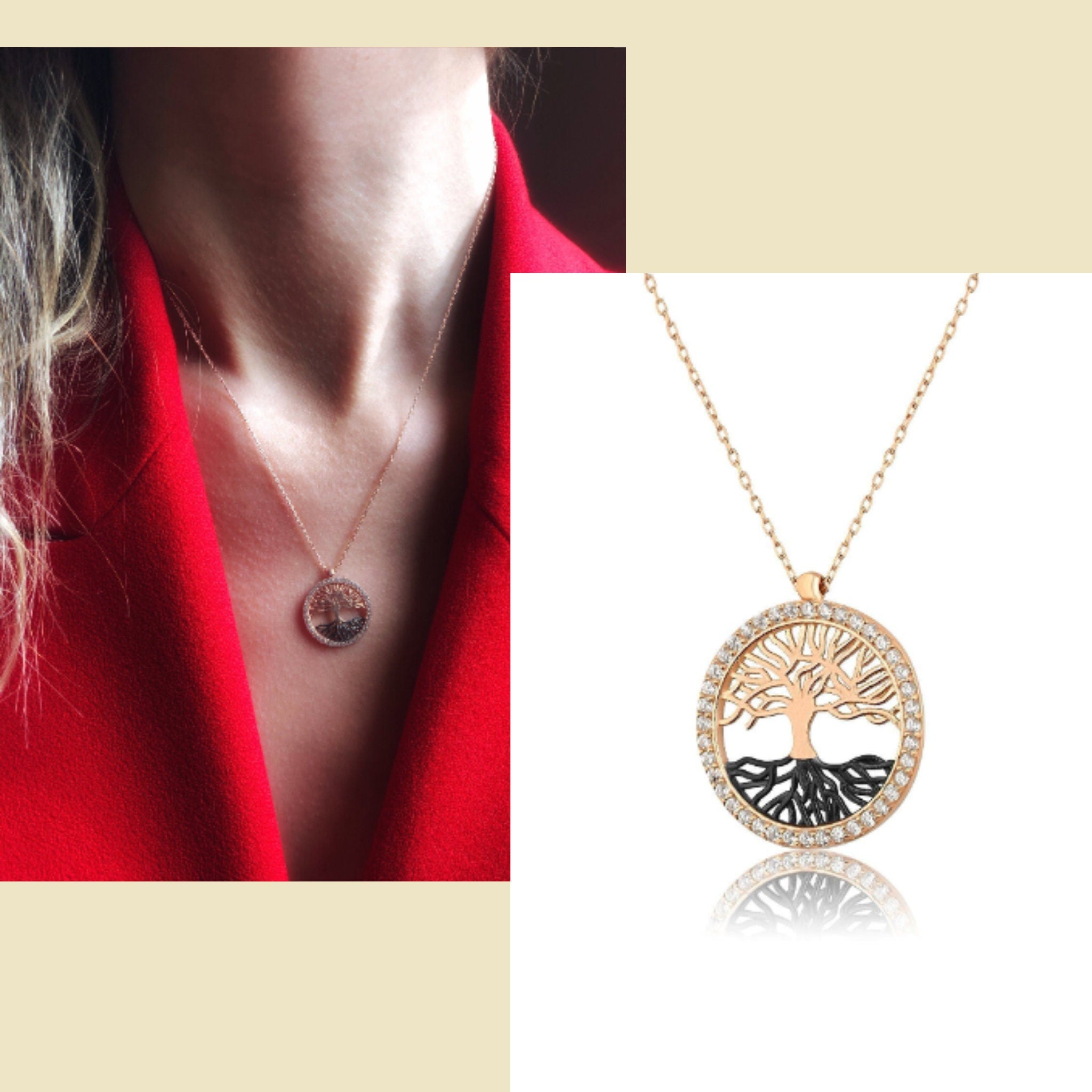 Sterling Silver Tree Of Life Necklace | Engraved Disc Pendant | Minimalist Dainty Necklace | Family Necklace | Tree Of Life Jewelry Gift