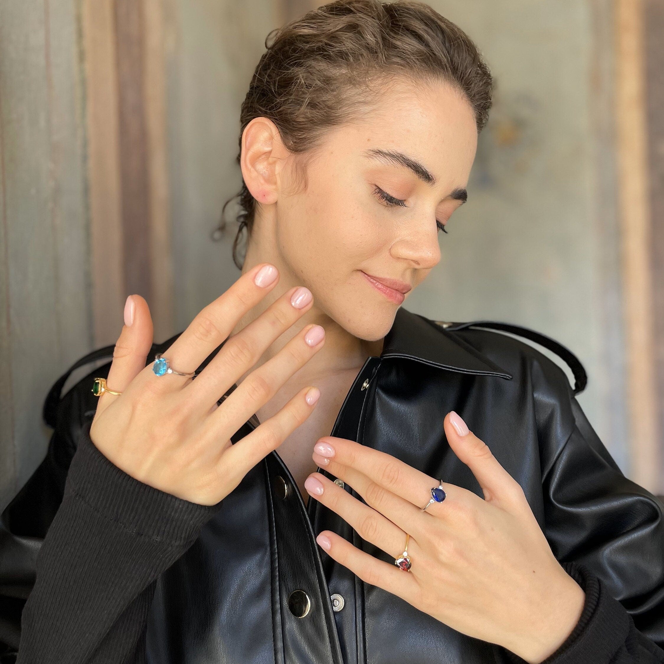 Elegant Birthstone Ring - Sterling Silver Birthstone Jewelry - Minimalist Family Birthstone Ring - Personalized Gift