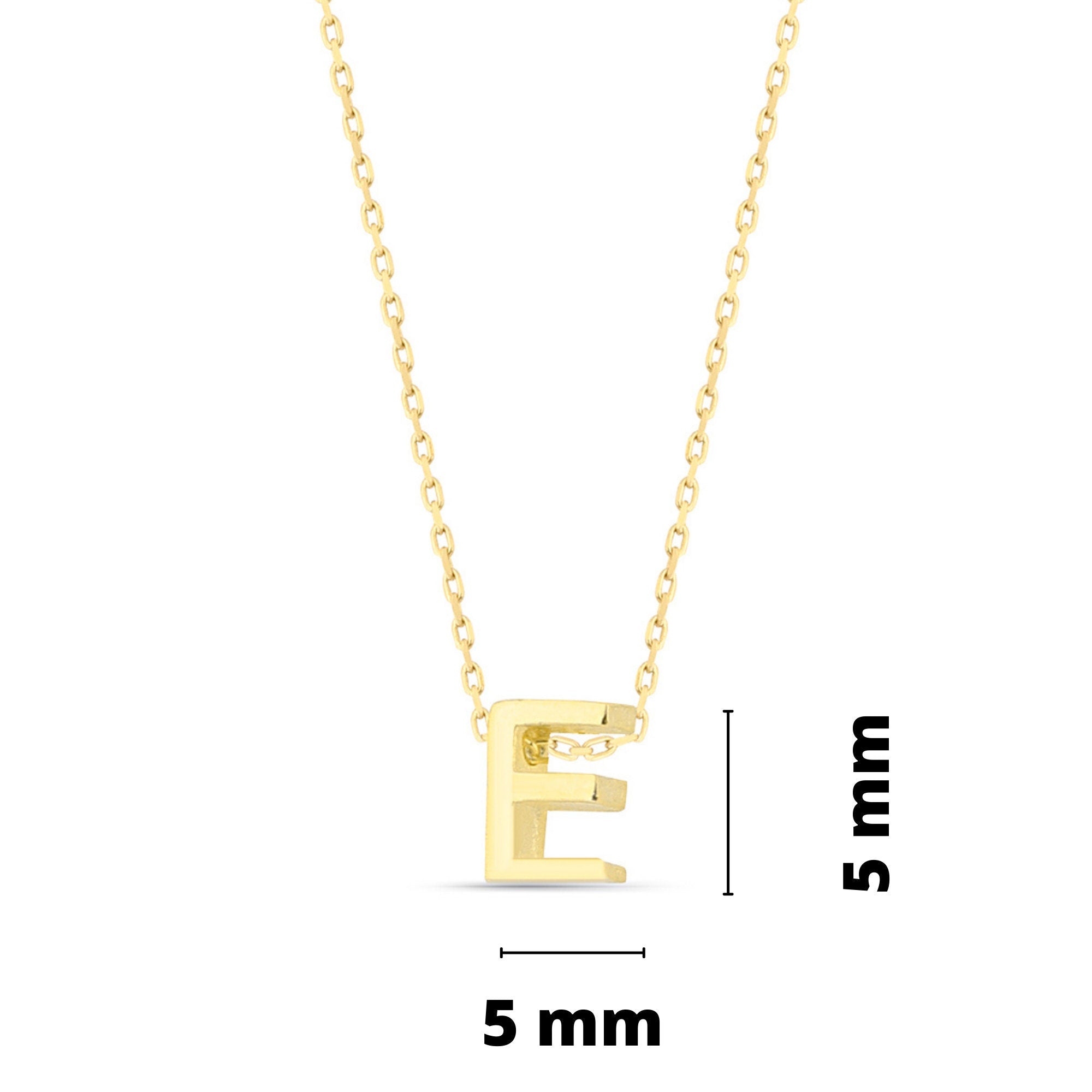 Personalized Initial Necklace, Tiny Gold Color Sterling Silver Initial Necklace, Personalized Handmade Necklace, Silver Initial Necklace