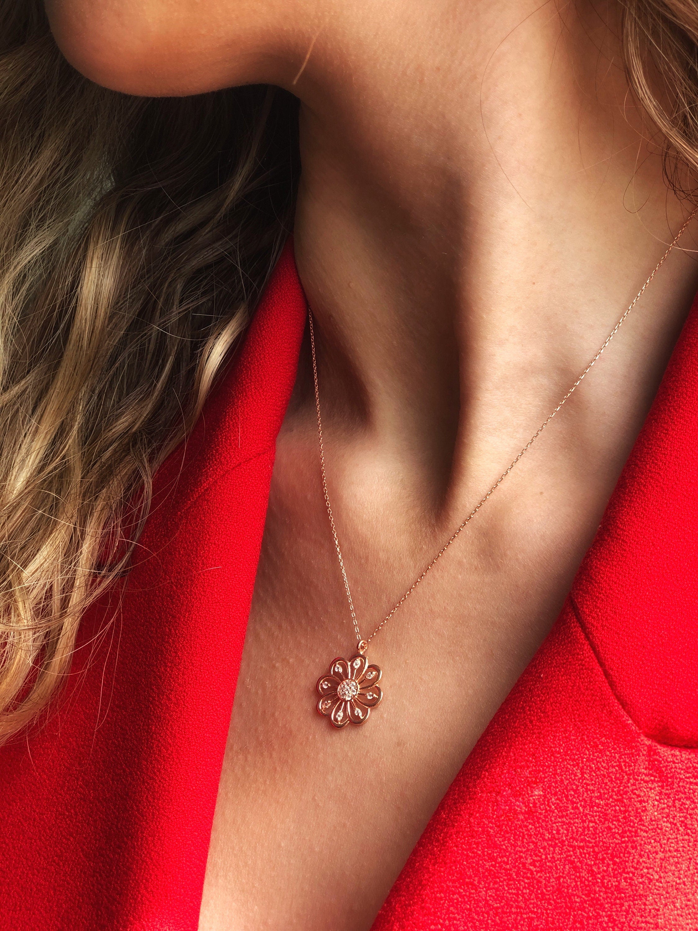 Rose Gold Plated Daisy Necklace | Daisy Pendant | Supplied In Gift Box | Sterling Silver Daisy Necklace | Flower Pendant | Best Friend Gift