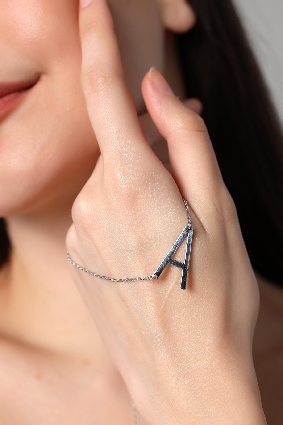 Sideways Initial Necklace, Custom Side Letter Necklace, Personalized Alphabet Pendant, Asymmetrical Initial Necklace, Chic Personalized Gift