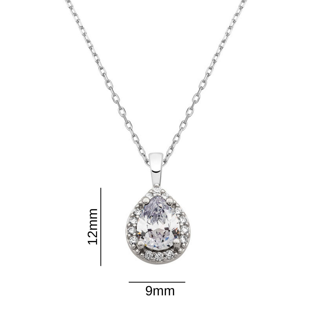 Romantic Tear Drop Necklace, Sterlin Silver Bridal Pendant Necklace , White Zircon Drop Jewelry, Cubic Cut Gemstones ,