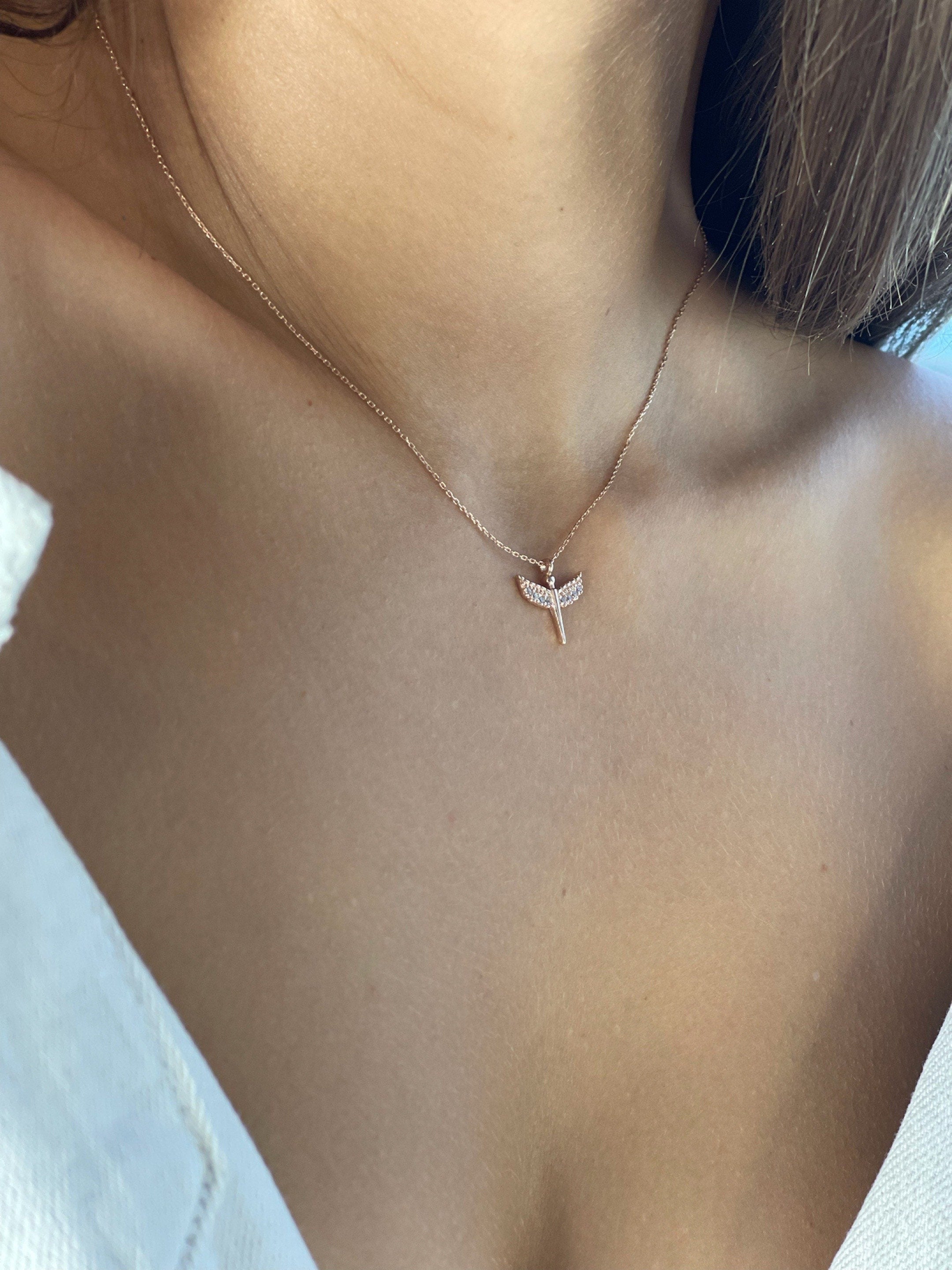 Guardian Angel Silver Necklace, Archangel Sterling Pendant, Baby Angel Necklace, Catholic Jewelry, , Handmade Gift Idea, Personalized Gift