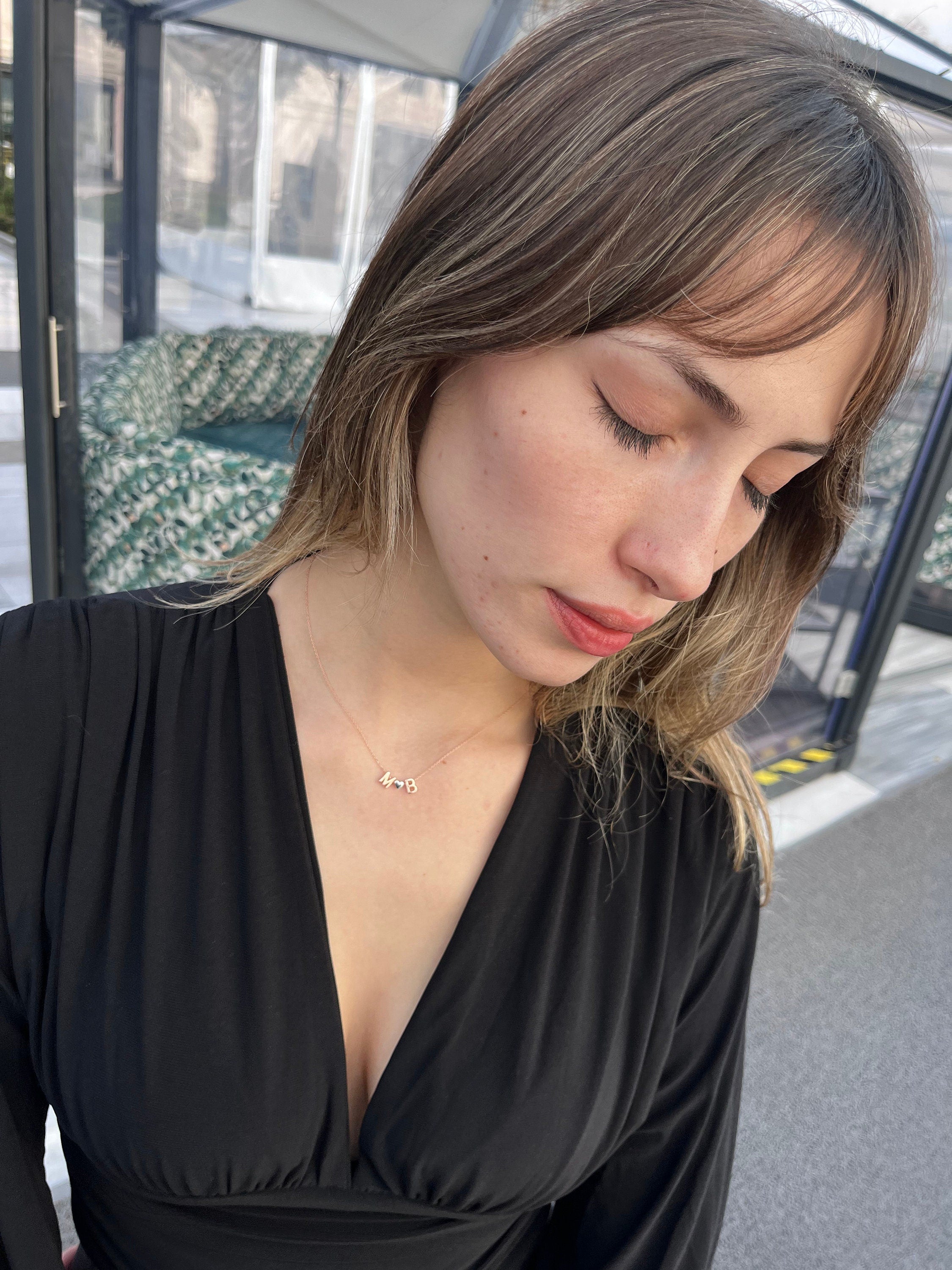 Personalized Sterling Silver Initial Necklace, Heart Pendant