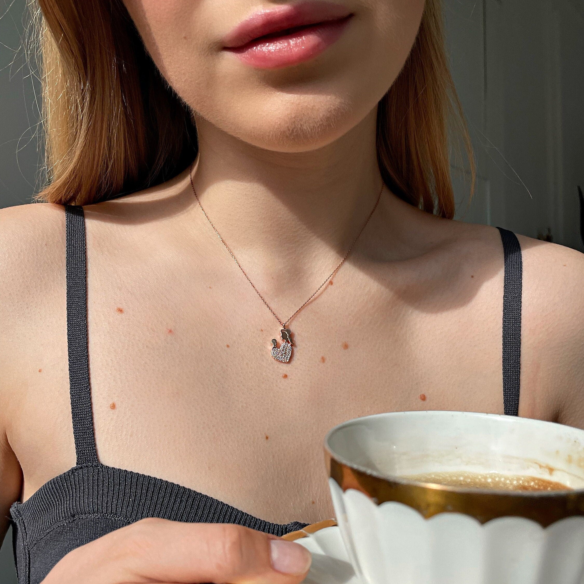 Mother Son Necklace | Mum Gift | Mom Gift | Mother Son Gift | Mother & Kid Pendant Sterling Silver Necklace | Unique