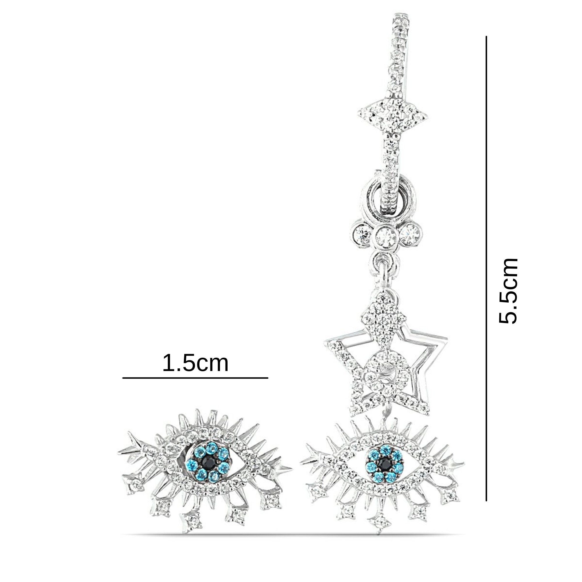 Evil Eye Dangle Earrings - Evil Eye Charm Earrings - Kabbalah Earrings - Protection Earrings - Bridesmaid Jewelry -