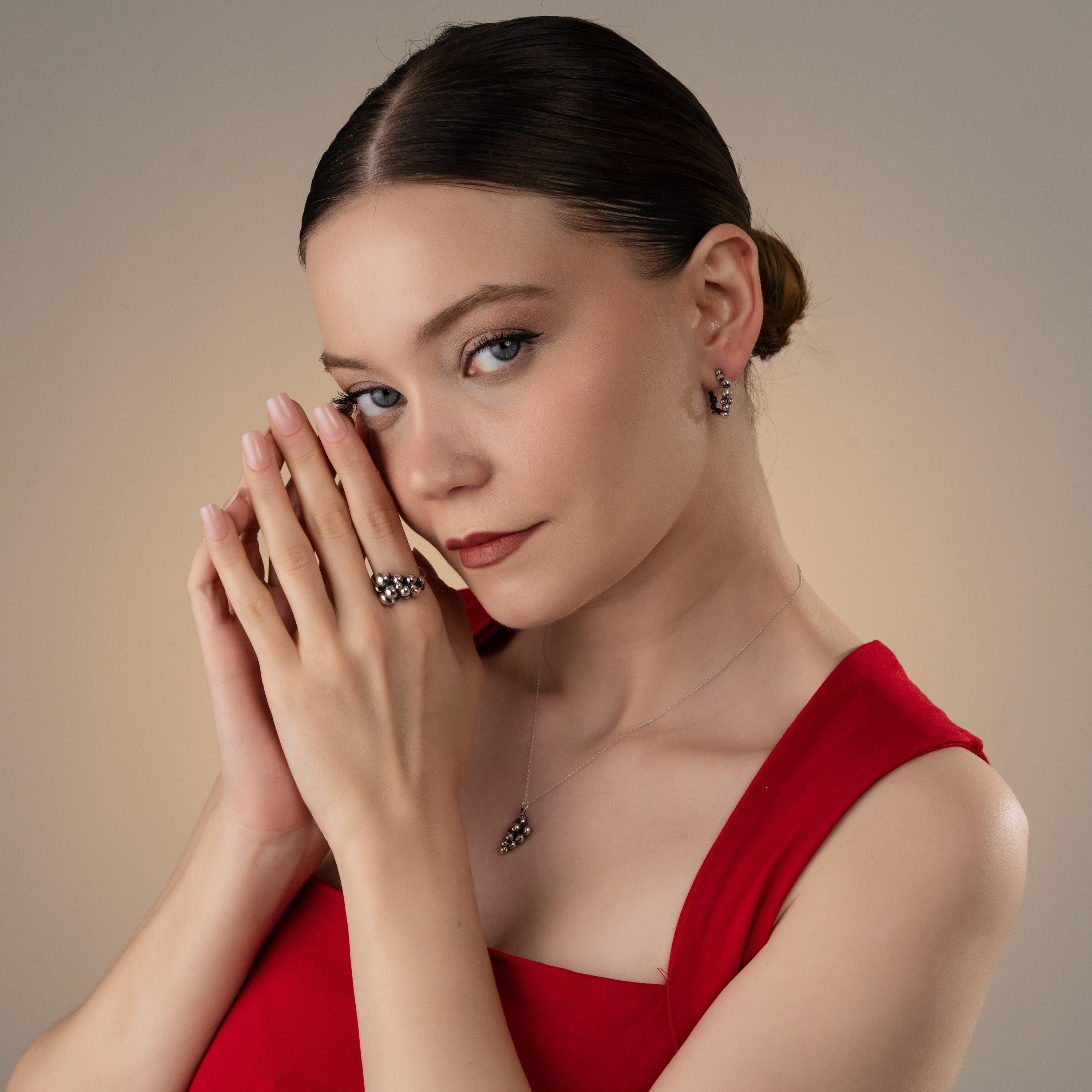 Handmade Beaded Bubble Hoop Earrings , Modern Bead Statement Hoops, Contemporary Jewellery , Unique Earrings Gift , Gold & Silver Bead Hoops