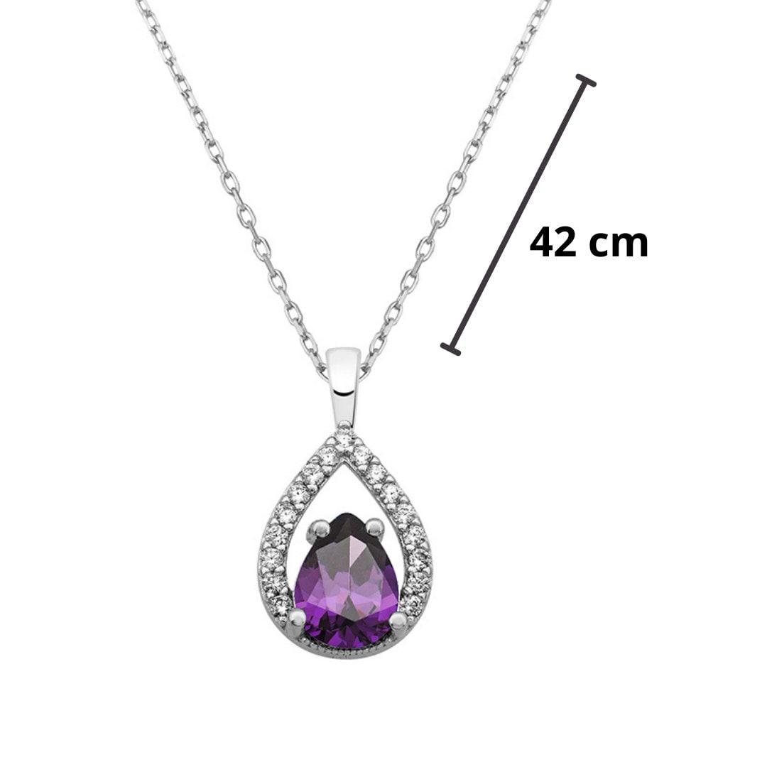 Sparkling Drop Birthstone Necklace - Dainty Sterling Silver Jewelry - Minimalist Birthstone Necklace - Personalized Birthstone Jewelry