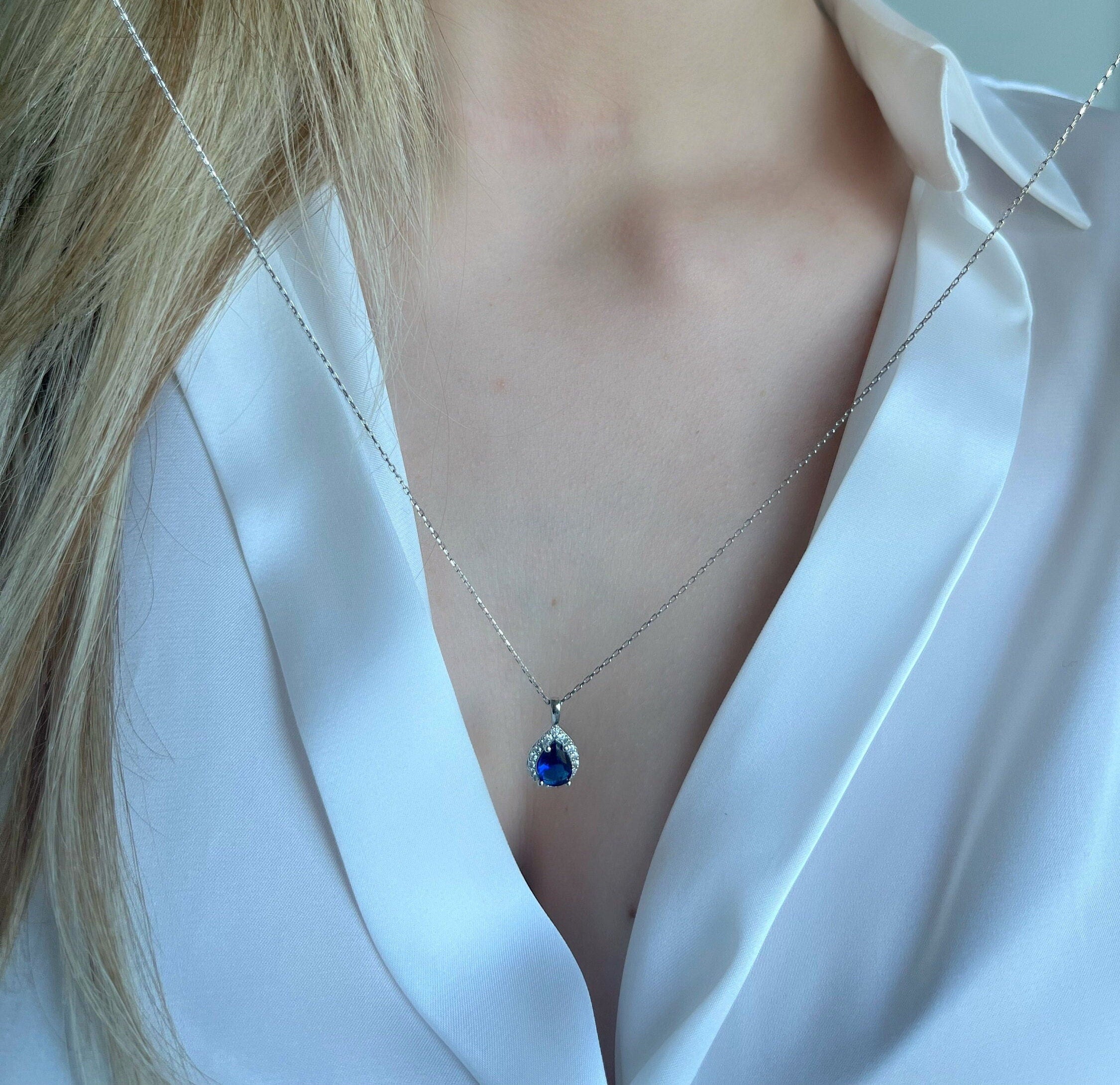 Natural Birthstone Necklace With Zirconia Frame - Custom Raw Birthstone Necklace - Family Birthstone Necklace - Personalized Gift