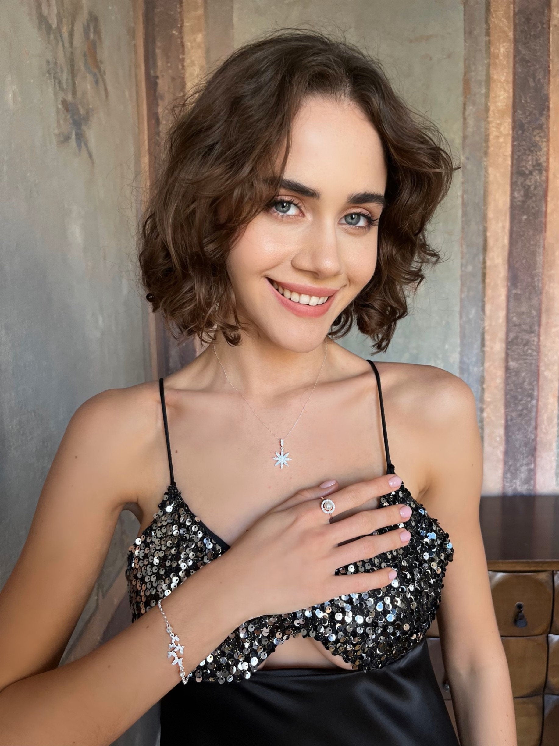 Sparkling North Star Necklace - Cz Starburst Pendant - 925 Sterling Silver Jewelry - Minimalist Celestial Necklace -