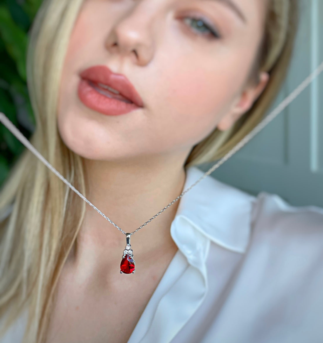 Natural Birthstone With Zirconia - Dainty Birthstone Sterling Silver Necklace - Family Birthstone Necklace Gift - Handmade Jewelry