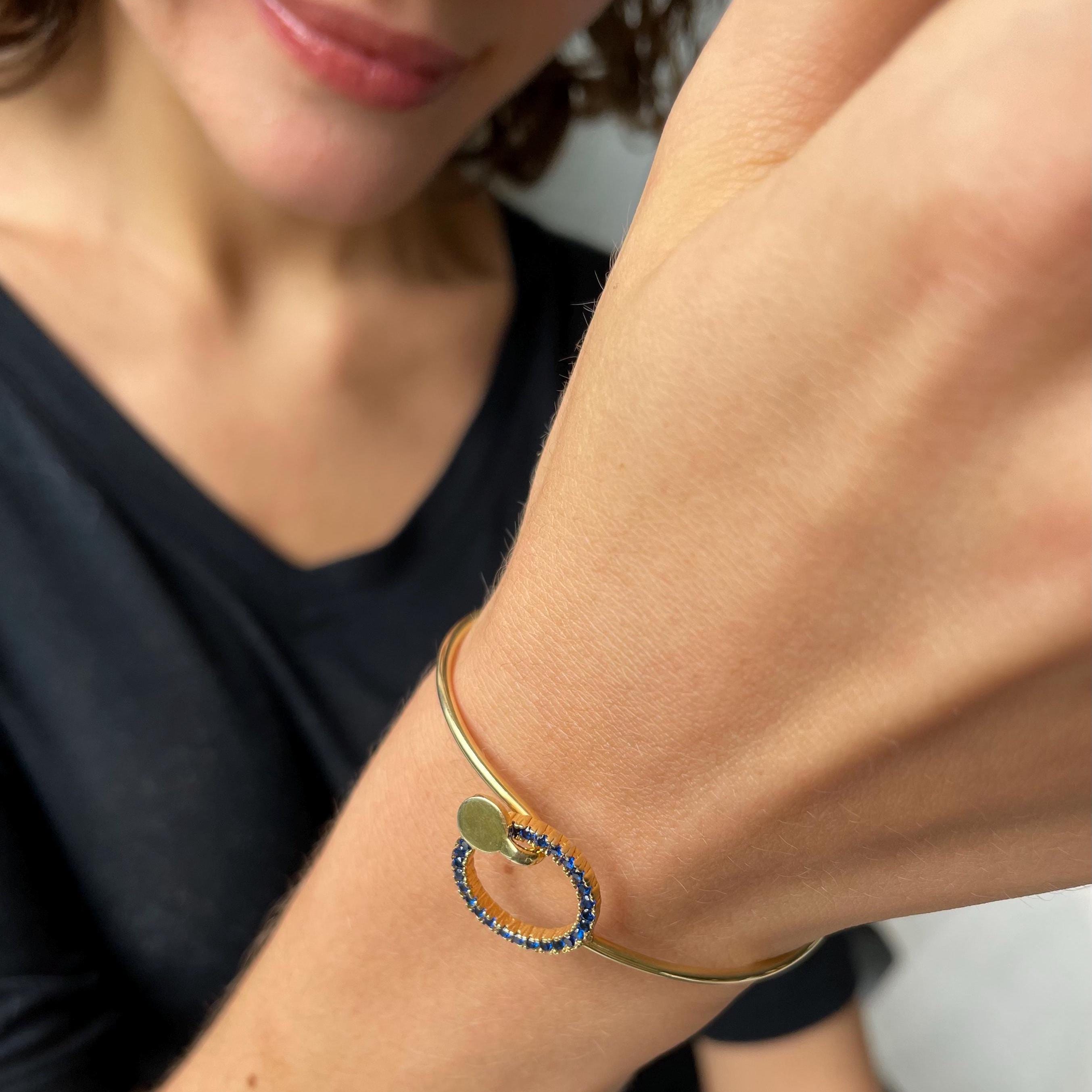 Cubic Zirconia Circle Cuff Bracelet - Silver / Gold / Rose Gold Circle Bangle - Dazzling Circle Cuff Bracelet - Fancy Bracelet