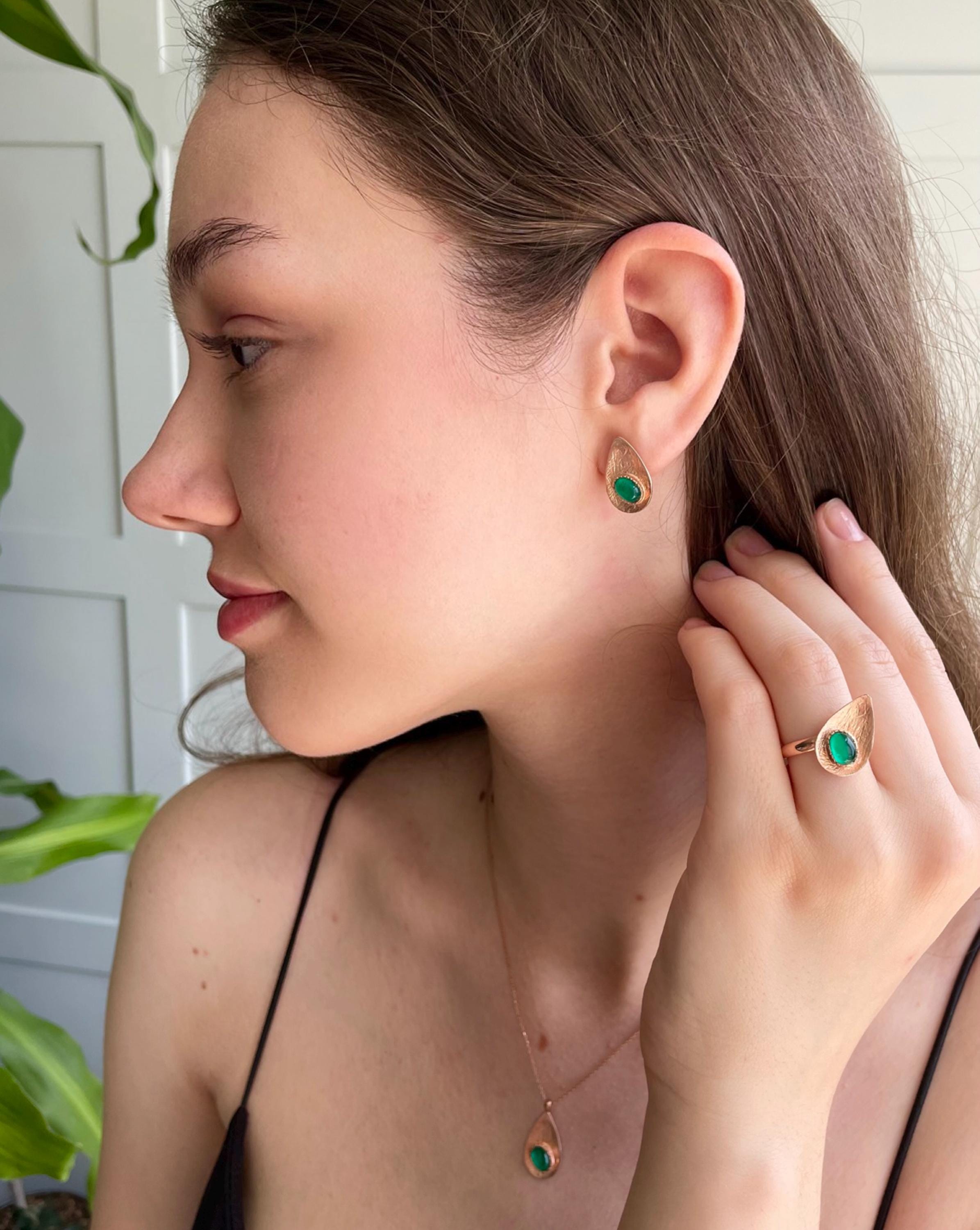 Handcrafted Silver Teardrop Birthstone Set - Necklace, Ring, Earrings - Large Teardrop Birthstone Trio Matching Set - Perfect Gift Idea