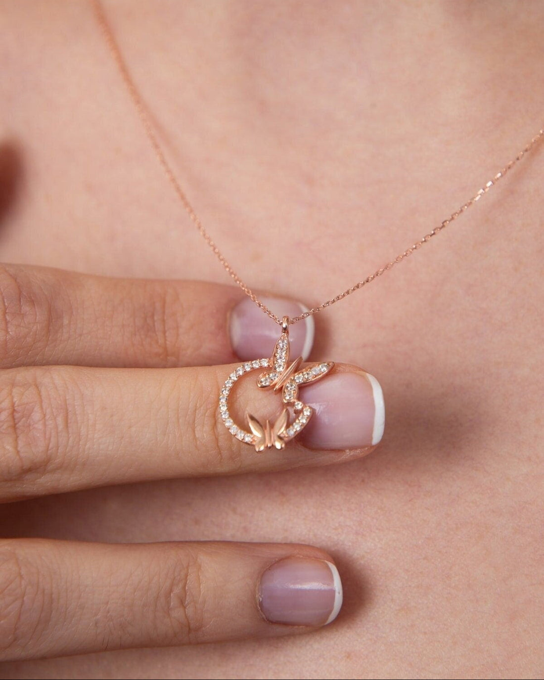 Sterling Silver Butterfly Circular Pendant Necklace | Handcrafted Sterling Silver Necklace | Zirconia Engraved Circle Butterfly Pendant