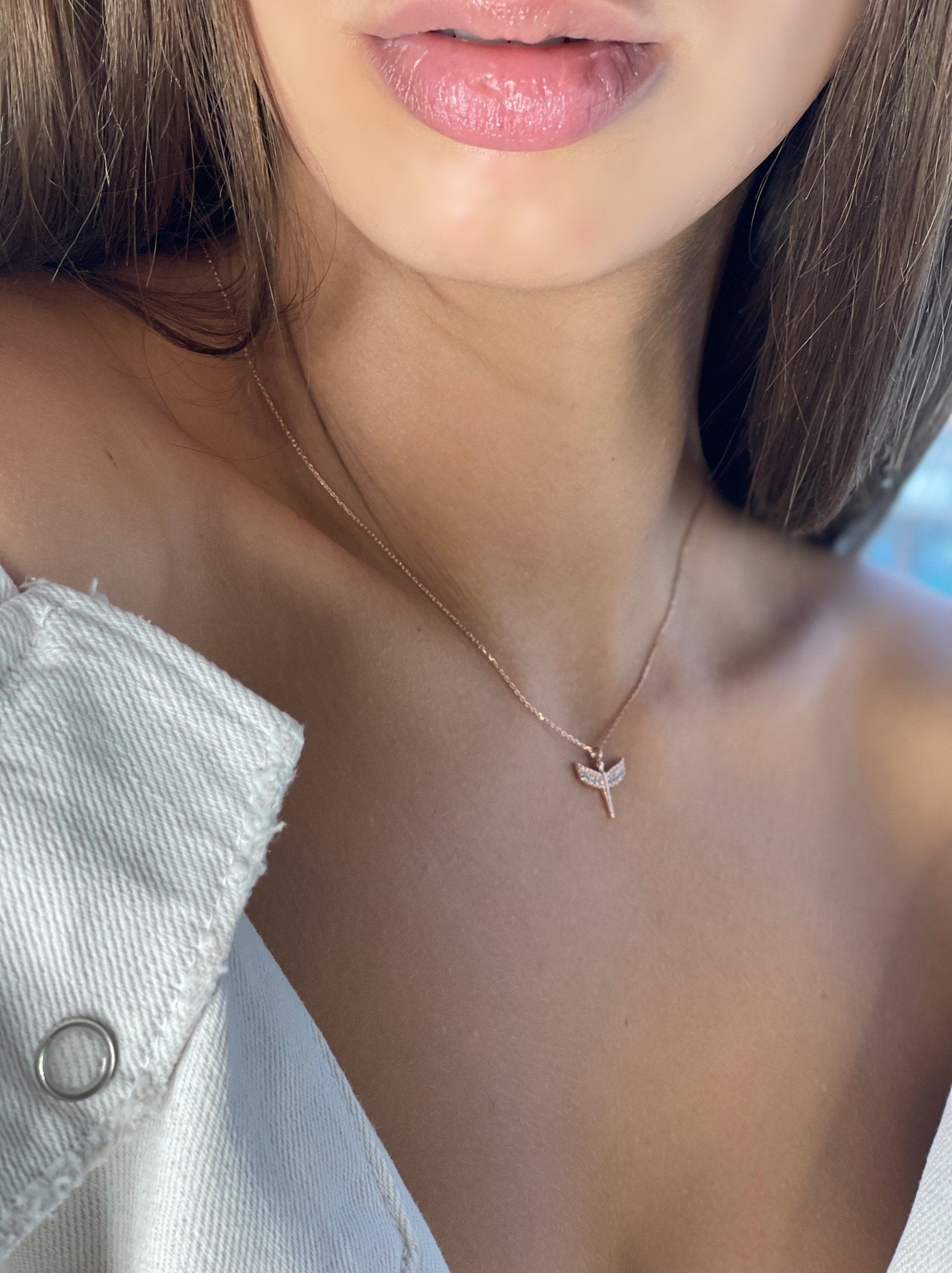 Guardian Angel Silver Necklace, Archangel Sterling Pendant, Baby Angel Necklace, Catholic Jewelry, , Handmade Gift Idea, Personalized Gift