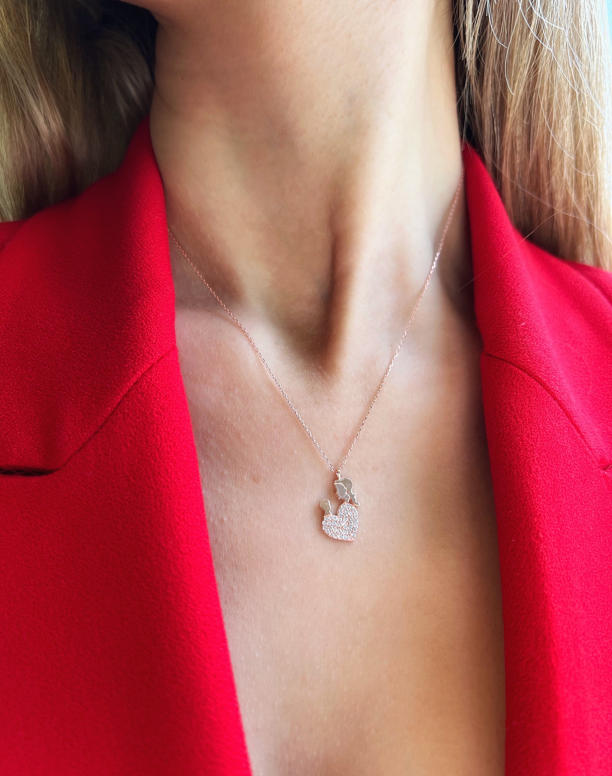 Mother Son Necklace | Mum Gift | Mom Gift | Mother Son Gift | Mother & Kid Pendant Sterling Silver Necklace | Unique