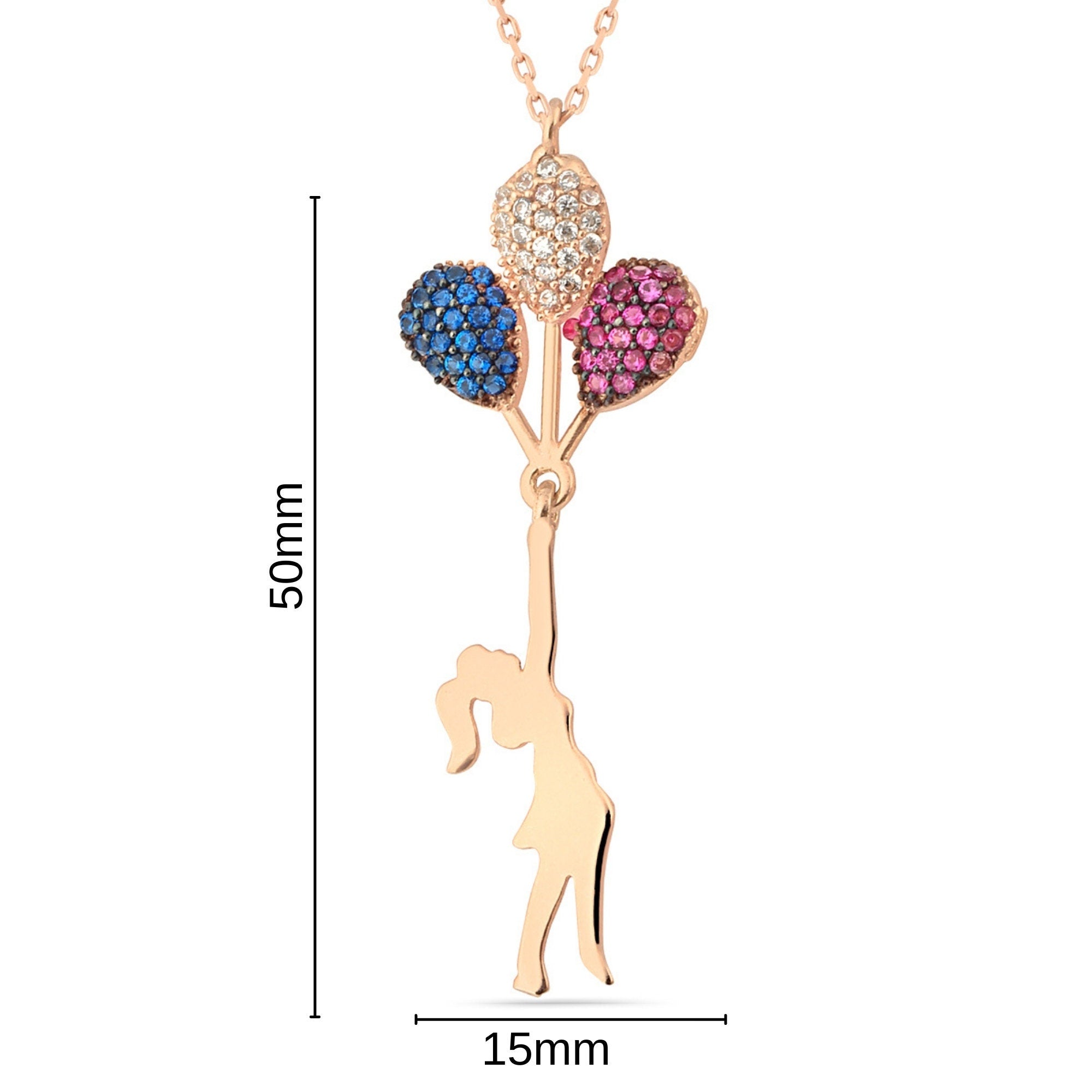 Balloon Girl Necklace, Necklace Girl With Balloon, Multicolor Zircon Stone Balloon Girl Necklace,flying Balloon Girl Necklace