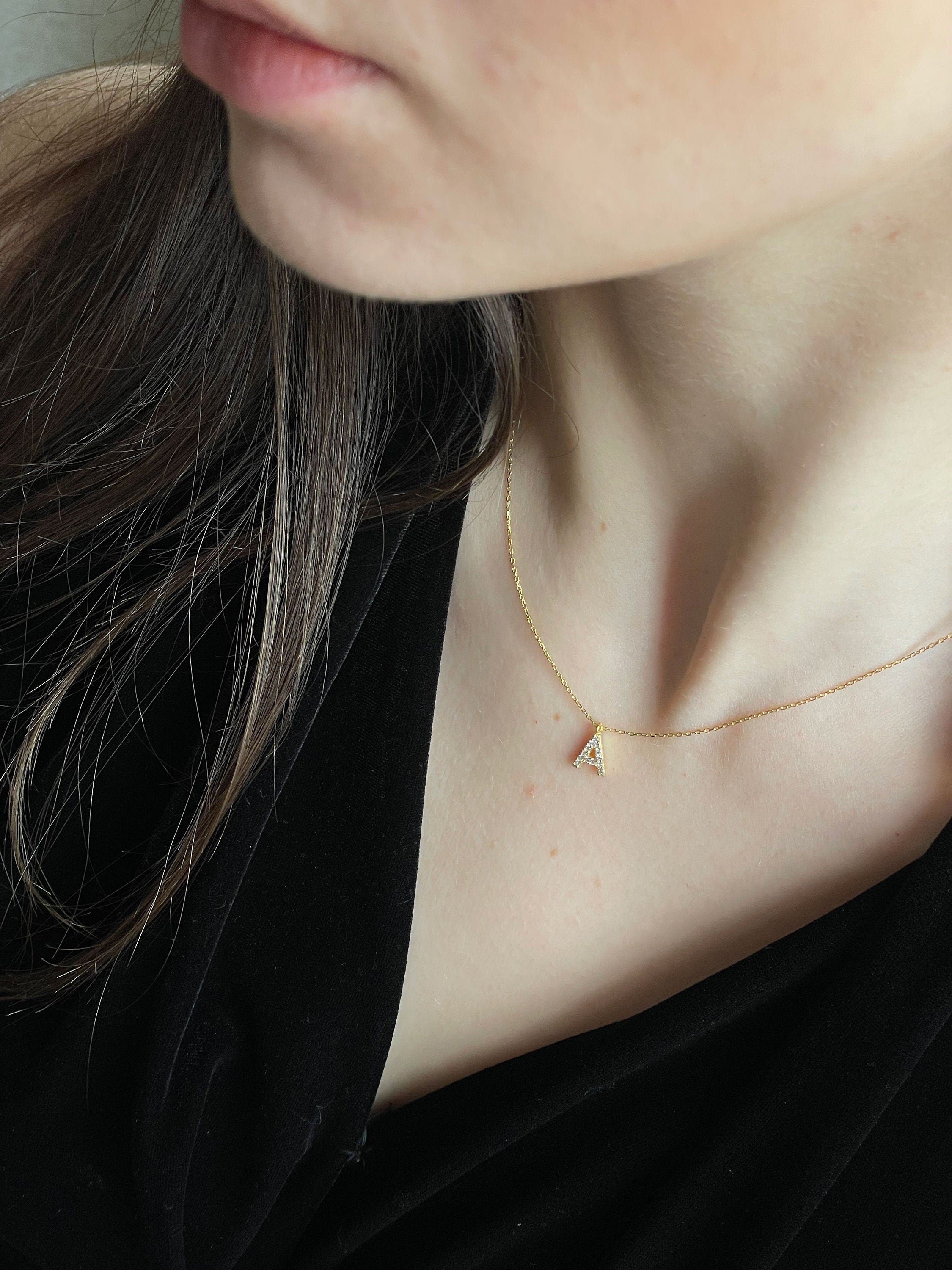 Personalized Initial Necklace, Customized Letter Necklace, Handmade Jewelry,, Winter Gift Idea, Handmade Necklace,delicate Silver Necklace