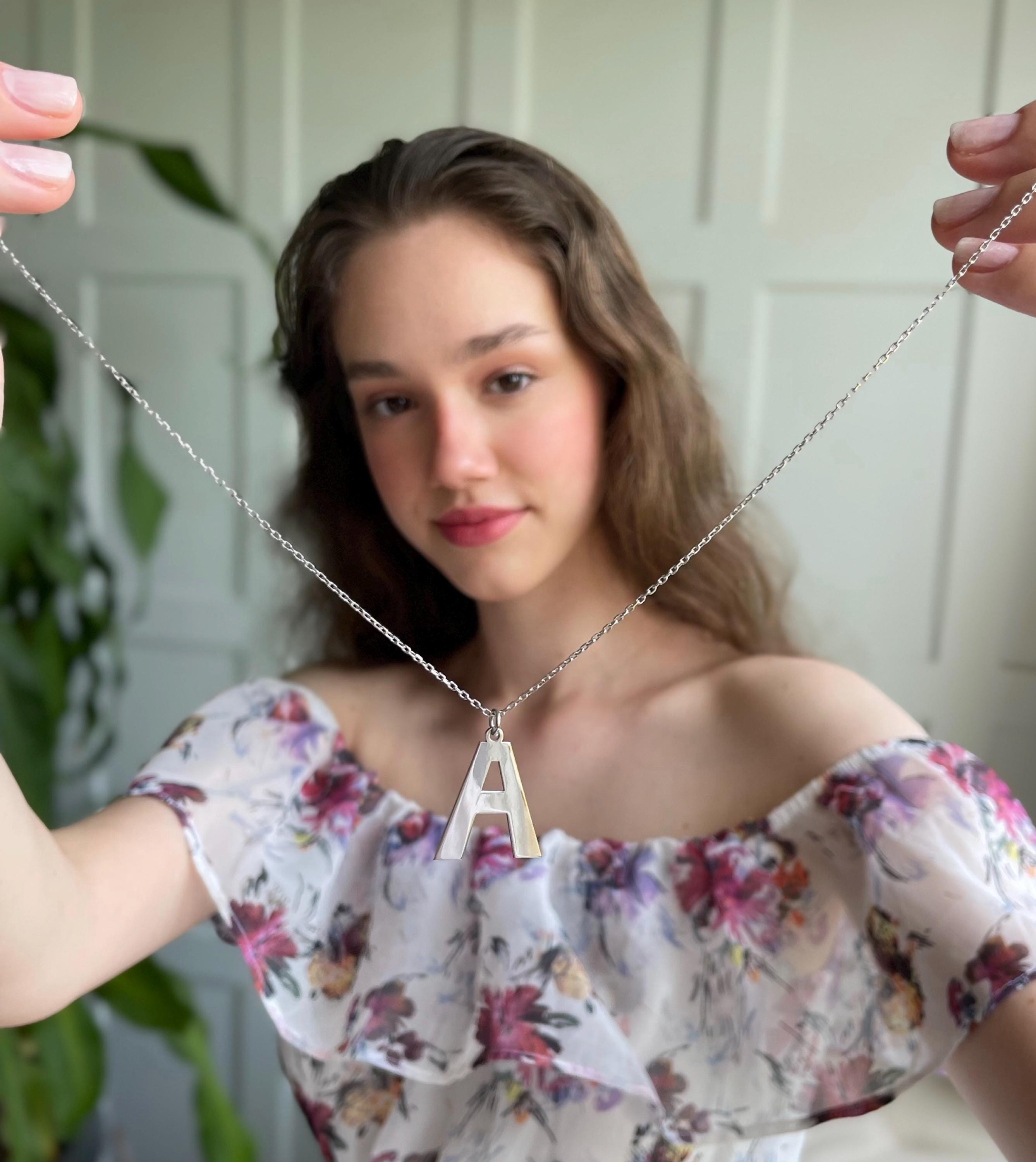 Laser-cut Initial Necklace – Personalized Letter Pendant, Maxi Or Midi