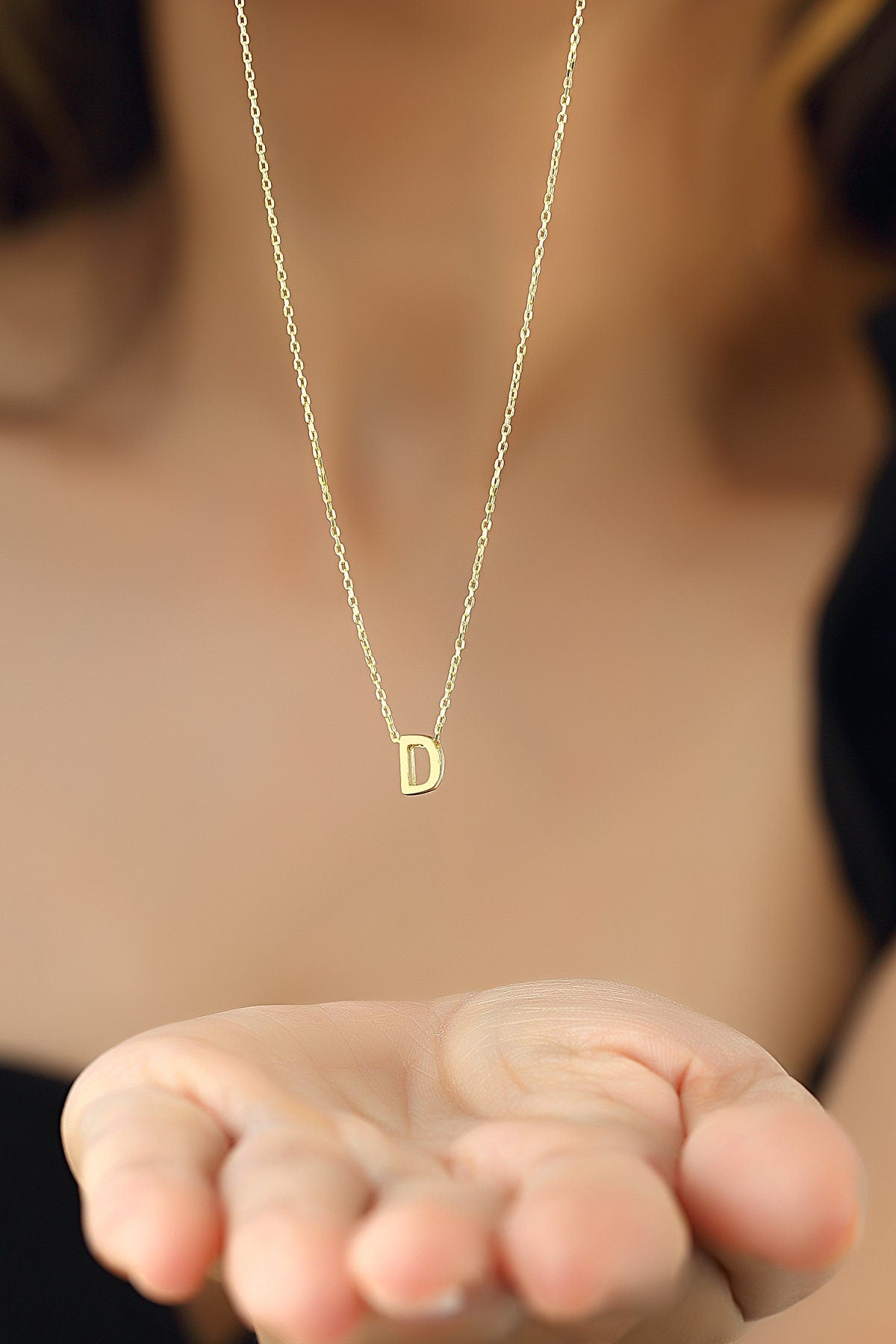 Personalized Initial Necklace, Sterling Silver Letter Pendant
