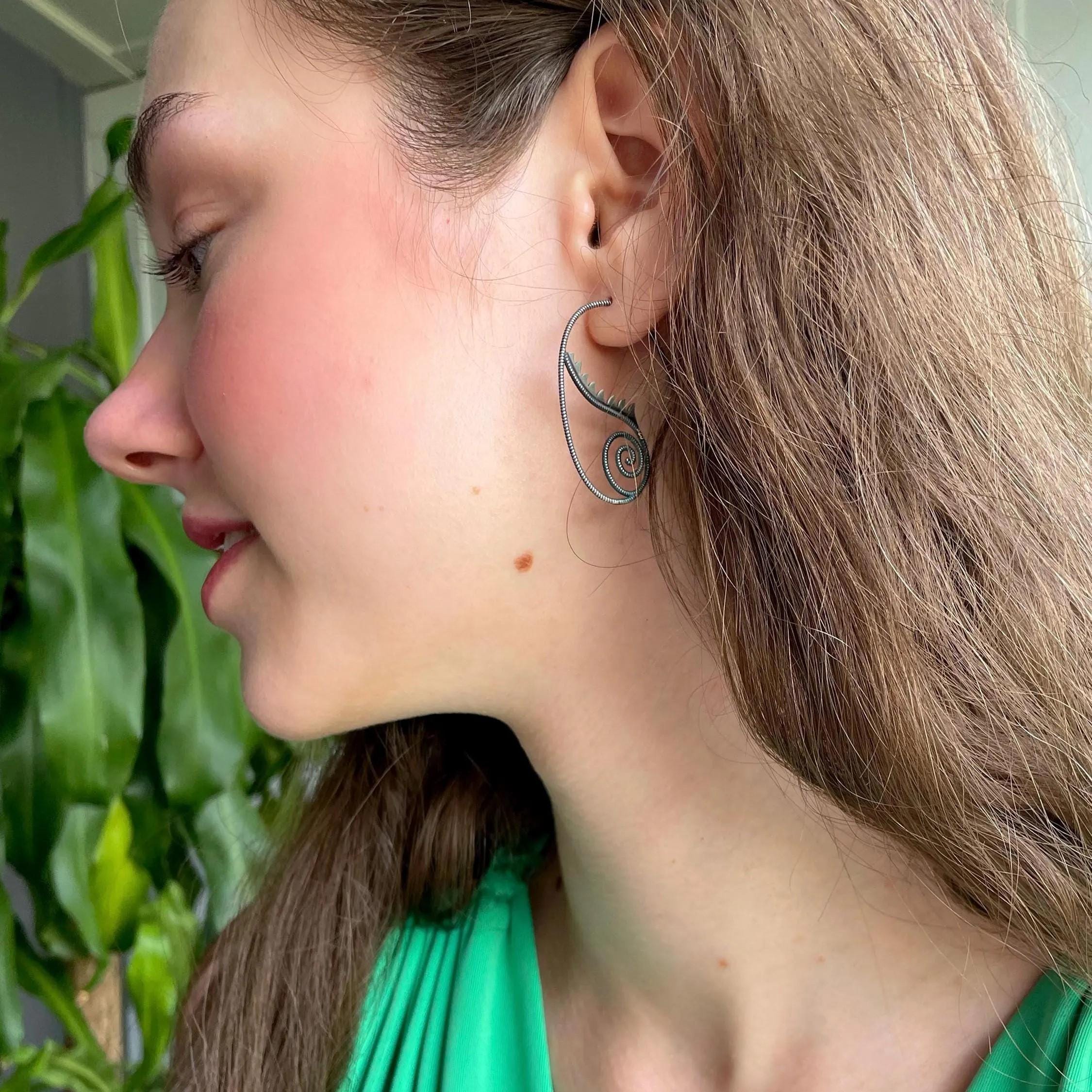 Stunning Silver Designer Earrings - Handcrafted Artisan Jewelry - Silver Oxidised Earrings - Modern Jewelry Statement Piece -