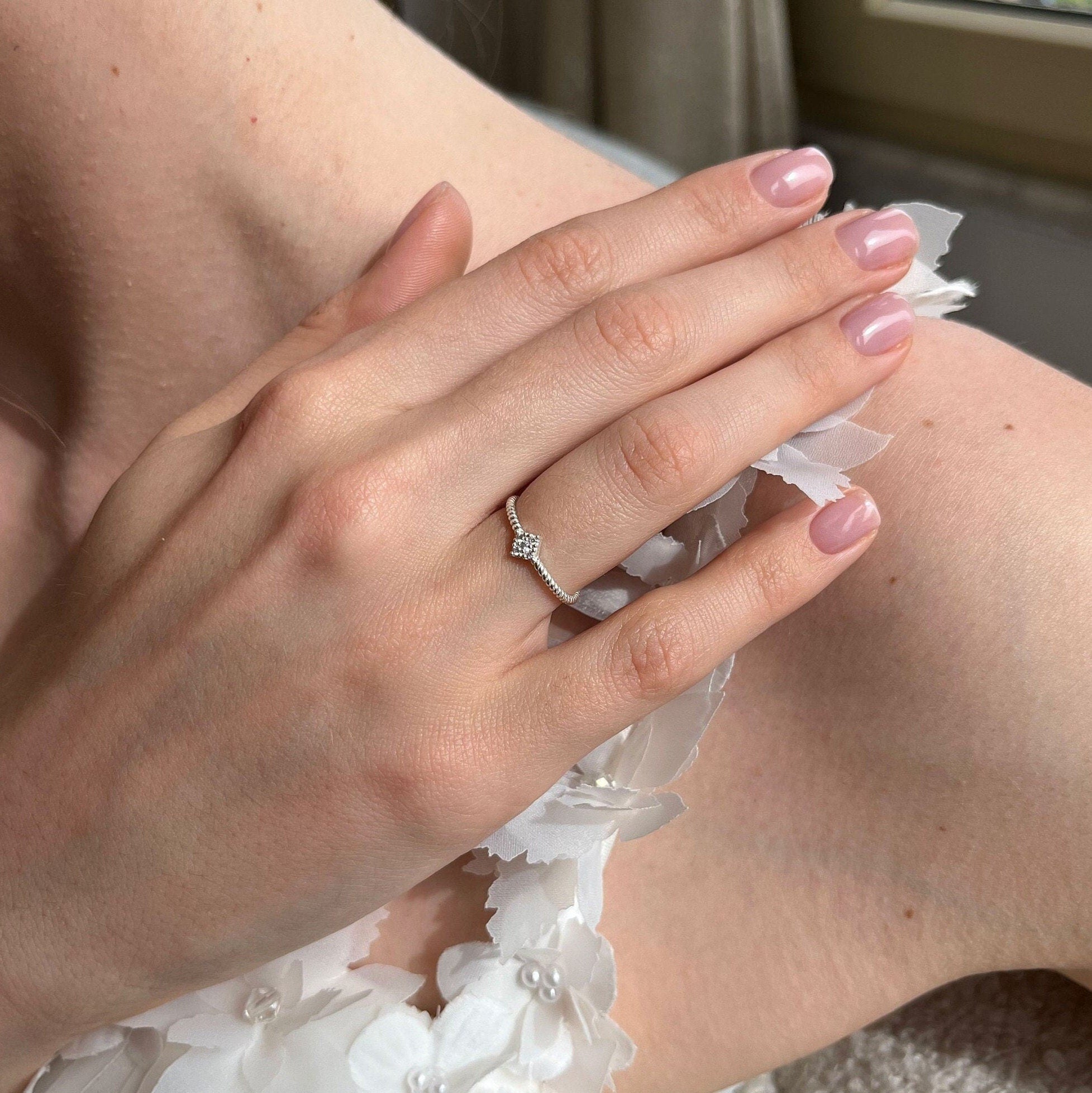 Elegance In Sterling: A Shimmering Silver Ring To Enhance Your Style, Silver Dainty Adjustable Ring, Cz Sterling Silver Minimalist Ring